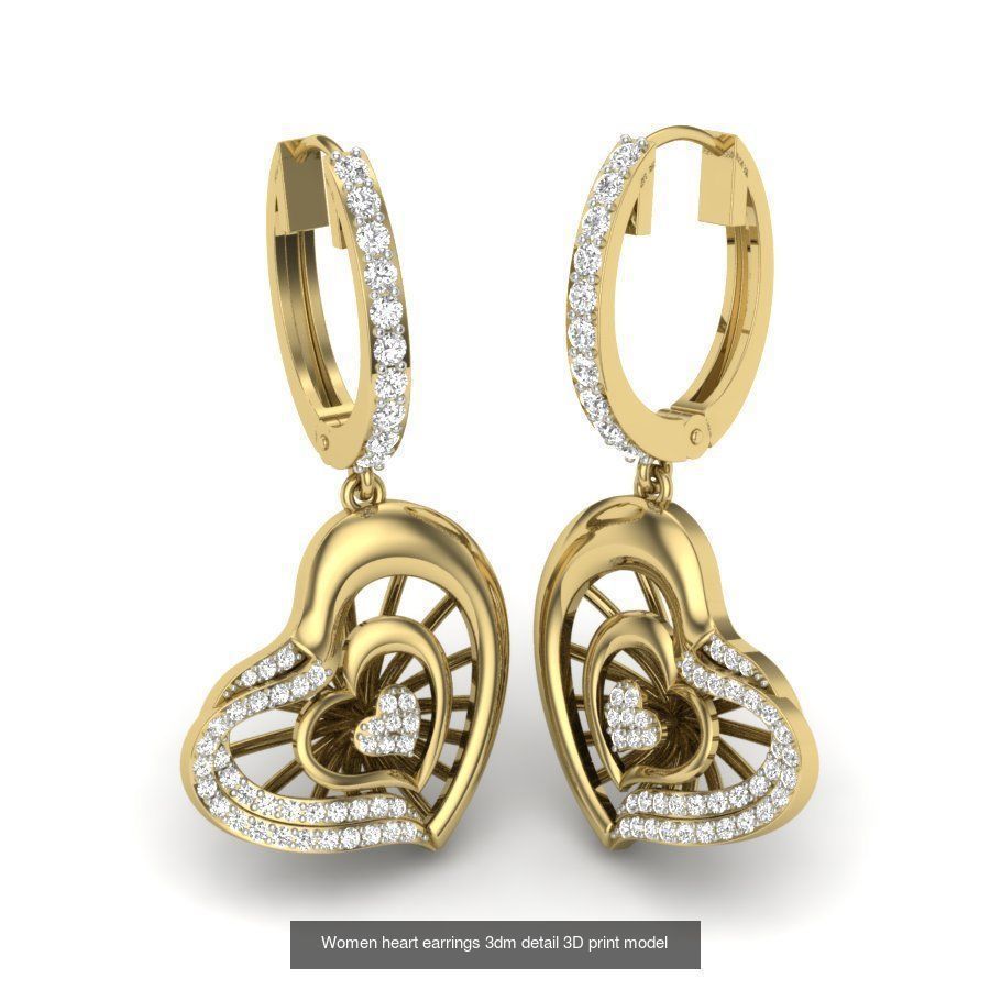 201 Love valentine ring earrings pendant 3dm render details 3D Model Collection_91