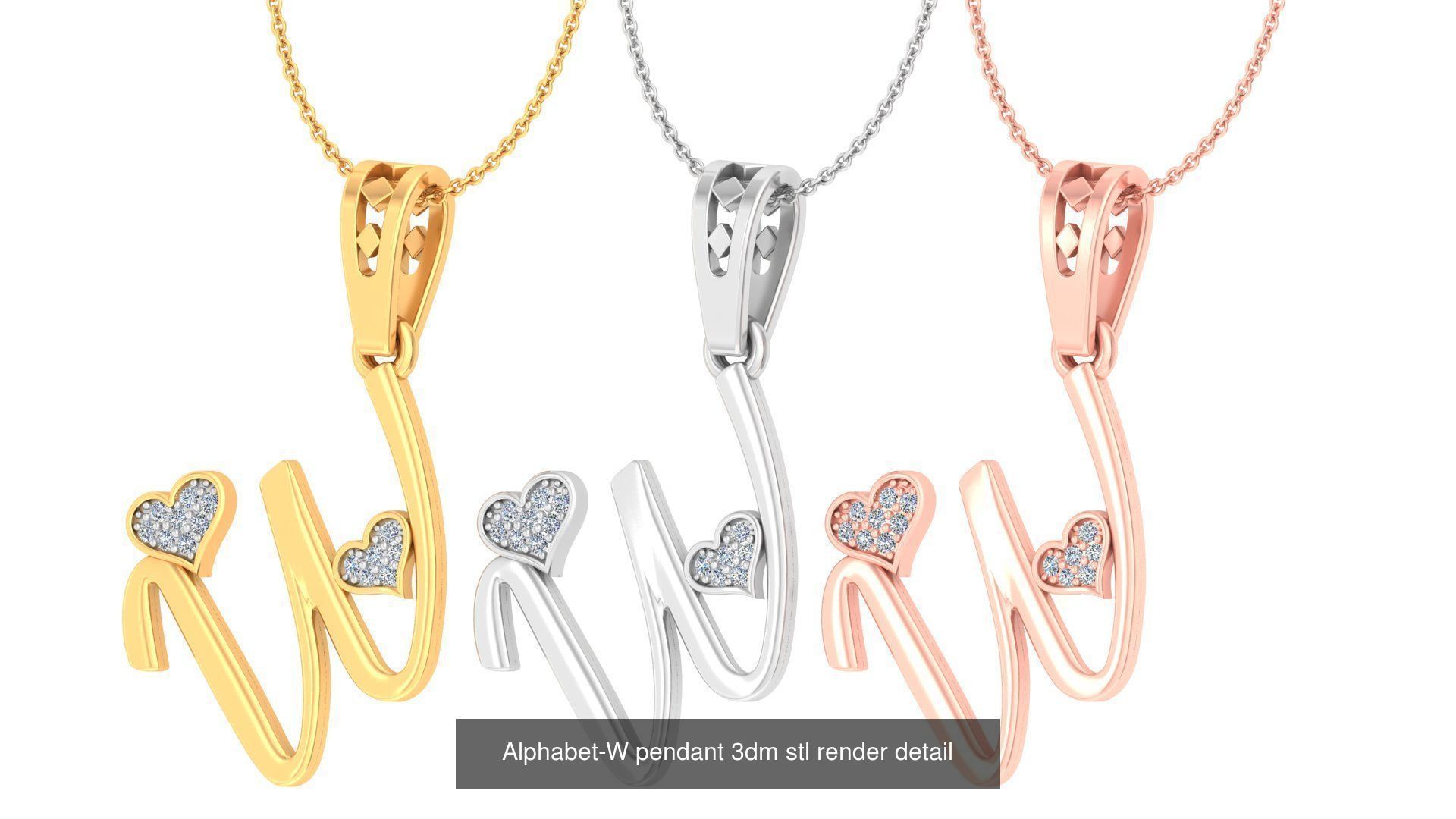 201 Love valentine ring earrings pendant 3dm render details 3D Model Collection_145