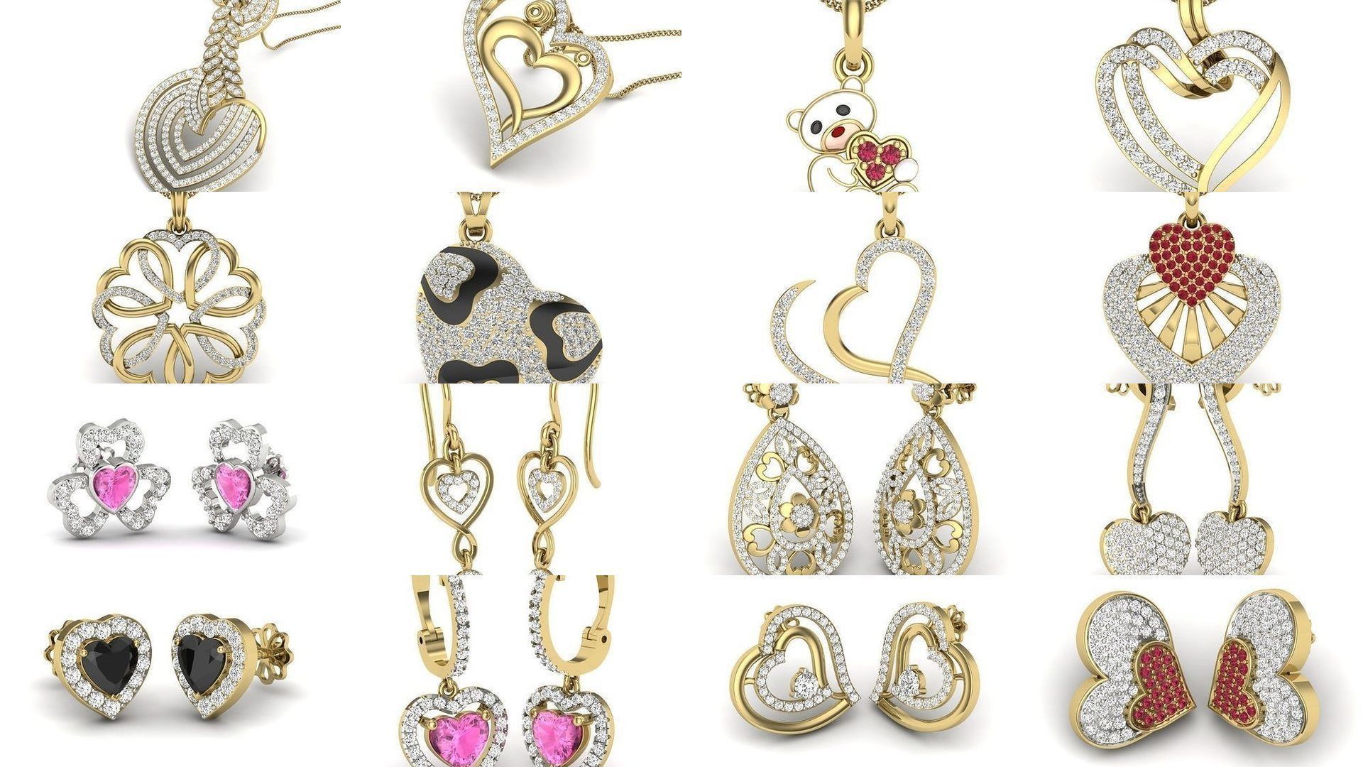 201 Love valentine ring earrings pendant 3dm render details 3D Model Collection_9