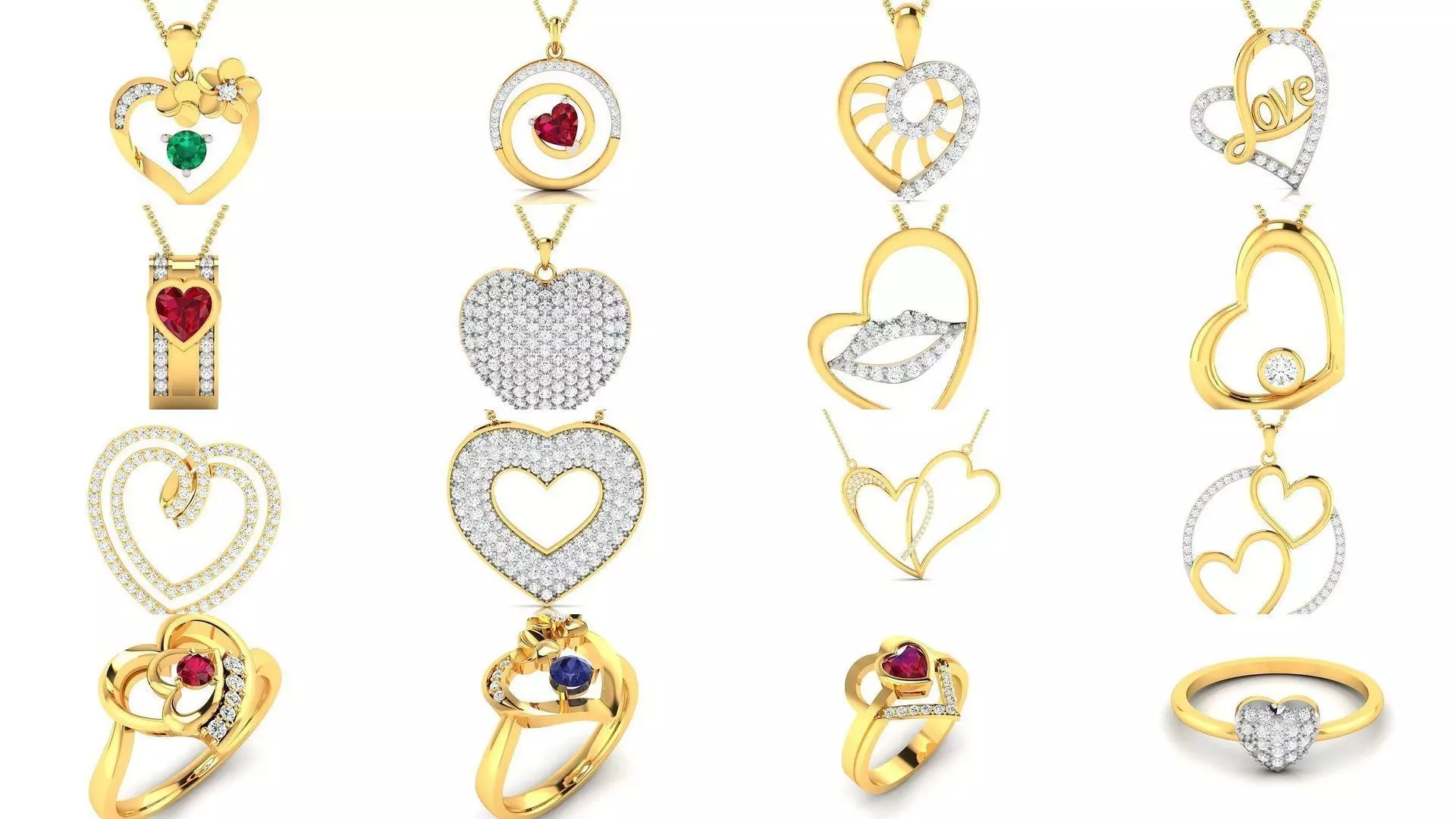 201 Love valentine ring earrings pendant 3dm render details 3D Model Collection_0