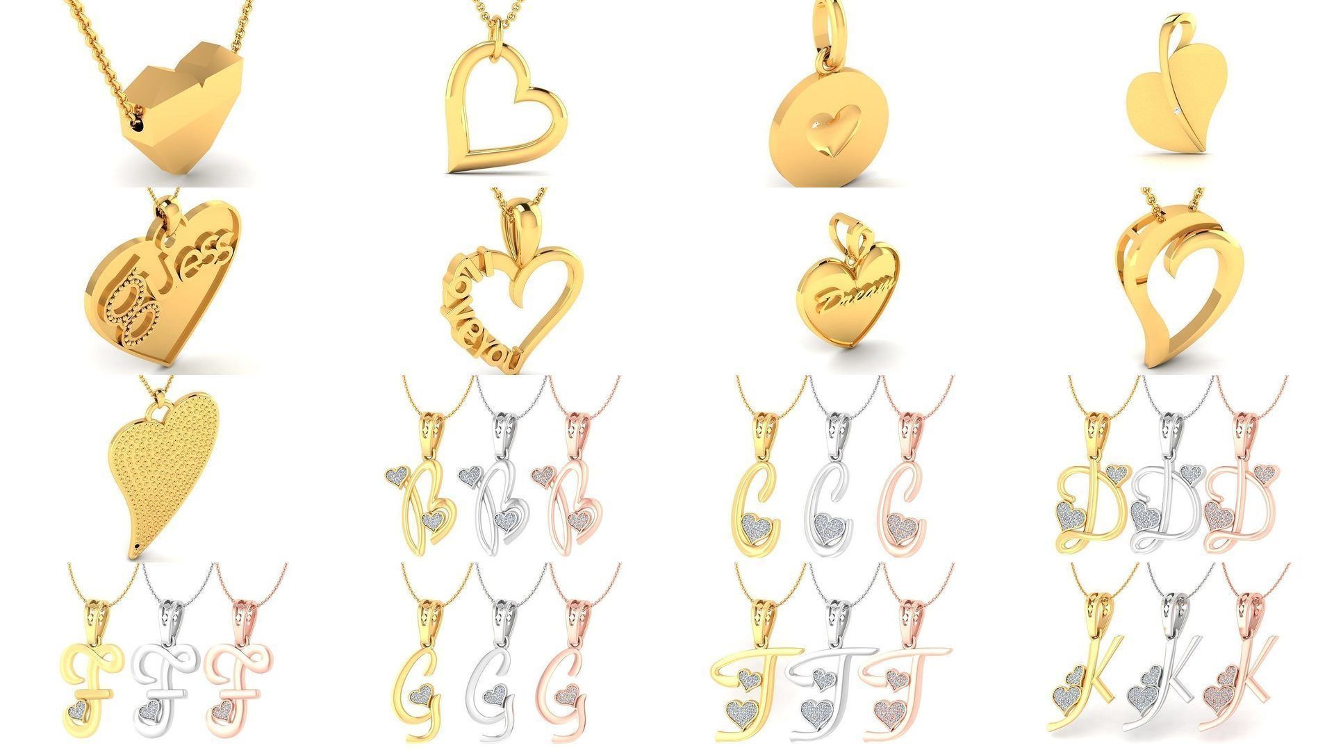 201 Love valentine ring earrings pendant 3dm render details 3D Model Collection_15