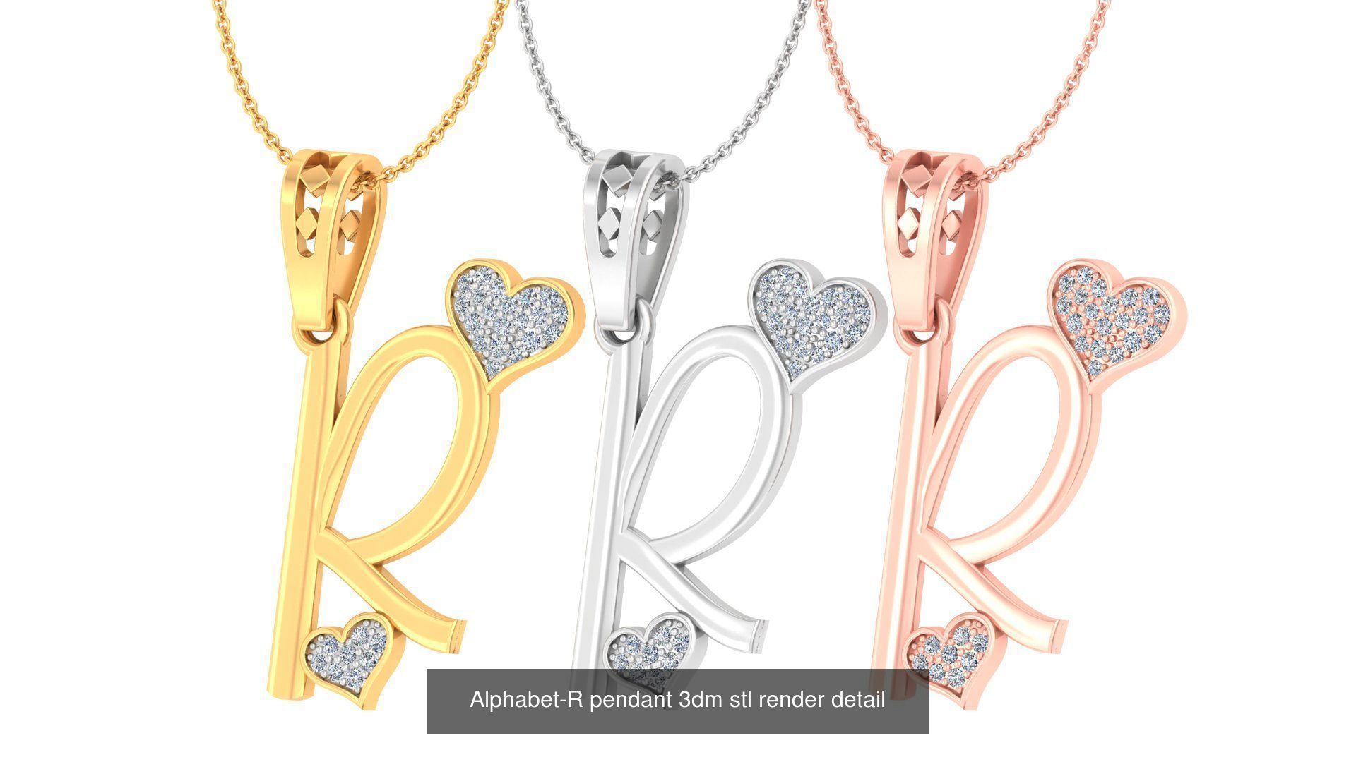 201 Love valentine ring earrings pendant 3dm render details 3D Model Collection_141