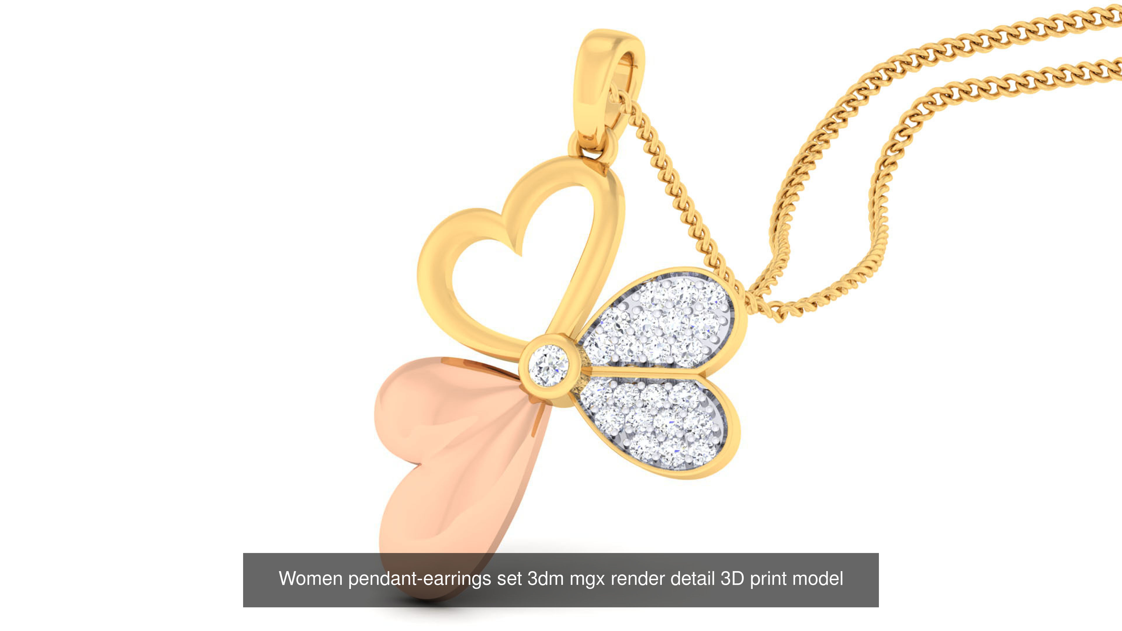 201 Love valentine ring earrings pendant 3dm render details 3D Model Collection_95