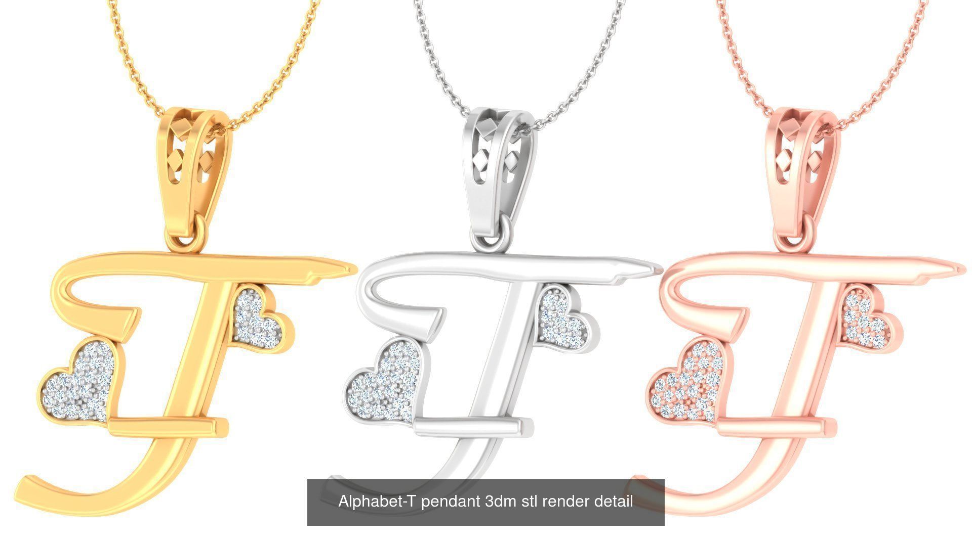 201 Love valentine ring earrings pendant 3dm render details 3D Model Collection_142