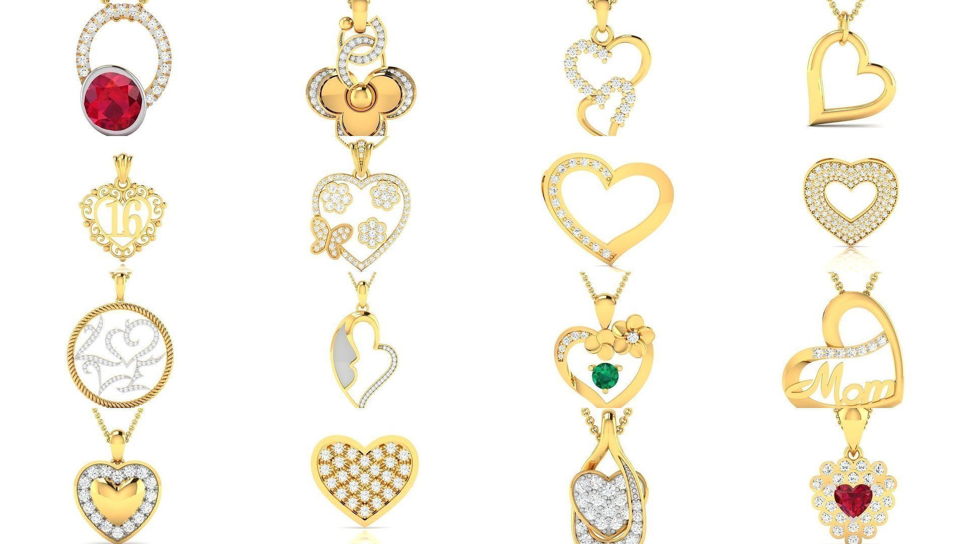 201 Love valentine ring earrings pendant 3dm render details 3D Model Collection_2