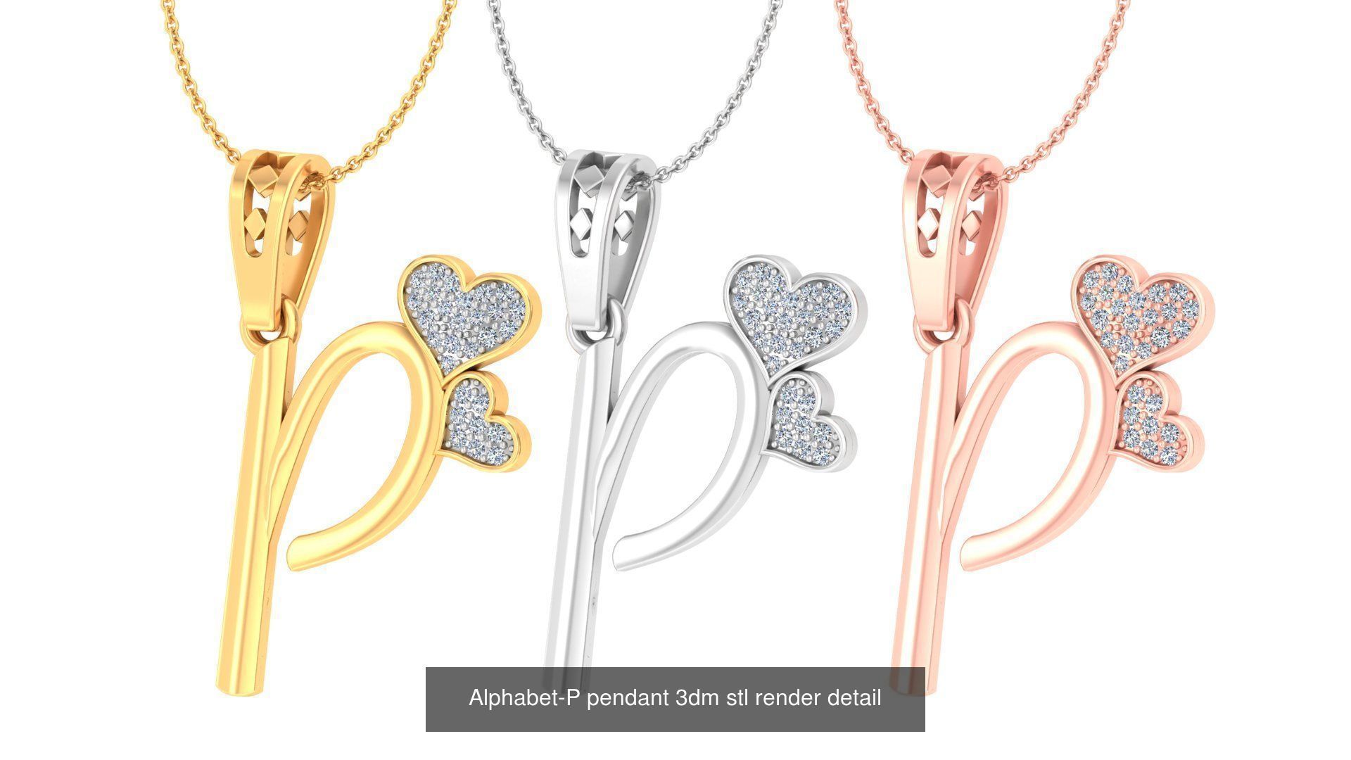 201 Love valentine ring earrings pendant 3dm render details 3D Model Collection_139