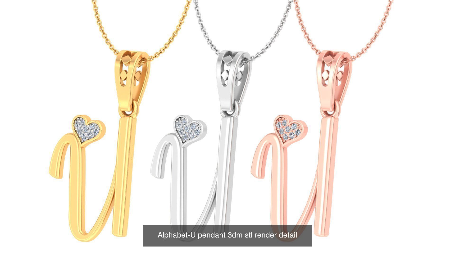 201 Love valentine ring earrings pendant 3dm render details 3D Model Collection_143