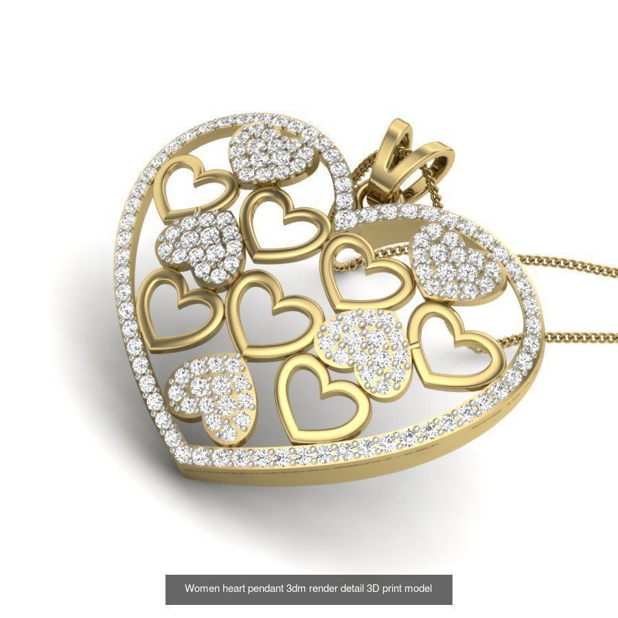 201 Love valentine ring earrings pendant 3dm render details 3D Model Collection_64