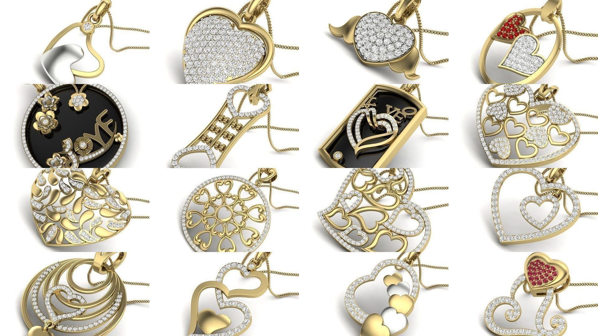 201 Love valentine ring earrings pendant 3dm render details 3D Model Collection_7