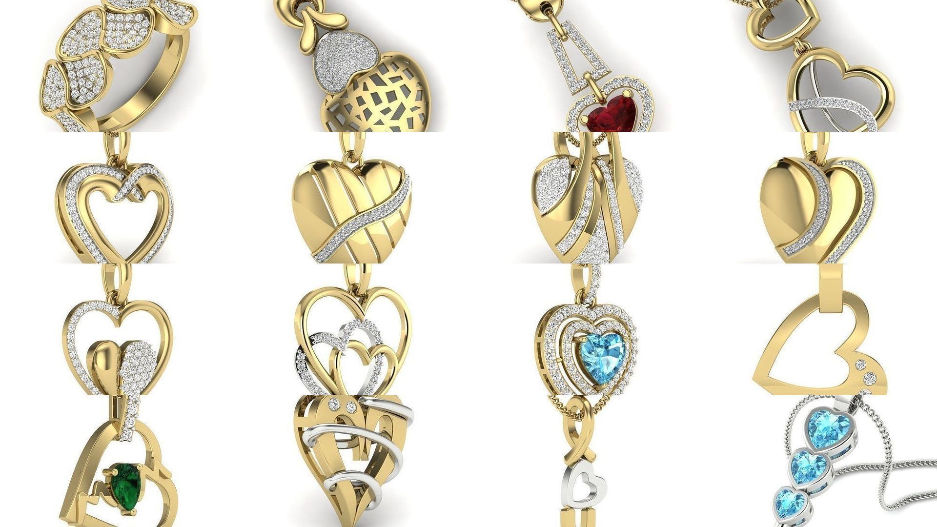 201 Love valentine ring earrings pendant 3dm render details 3D Model Collection_5