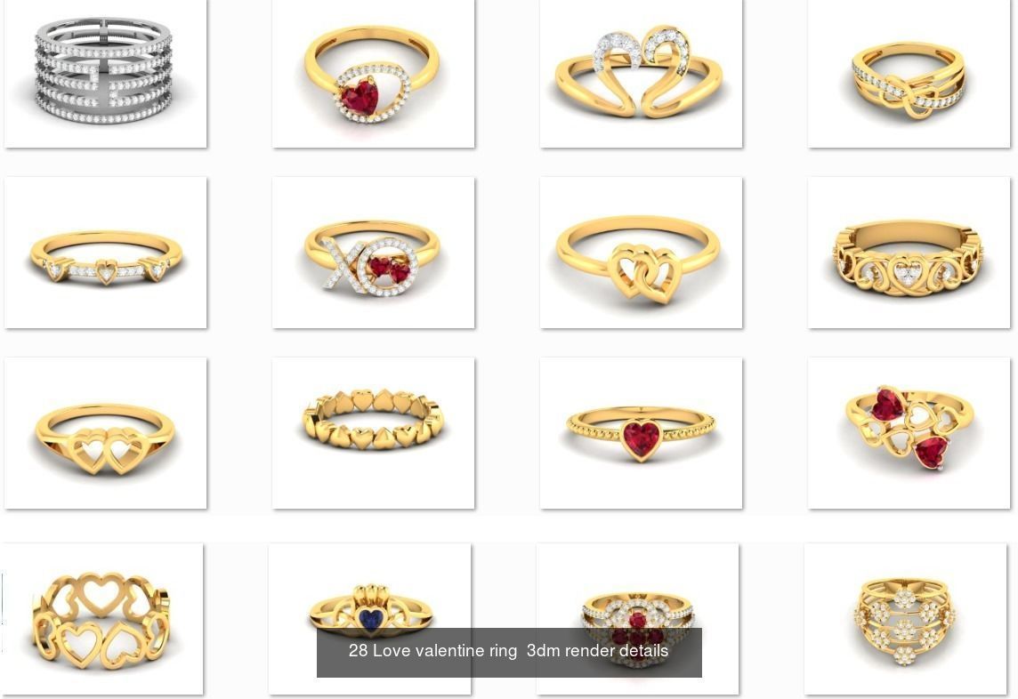 201 Love valentine ring earrings pendant 3dm render details 3D Model Collection_186