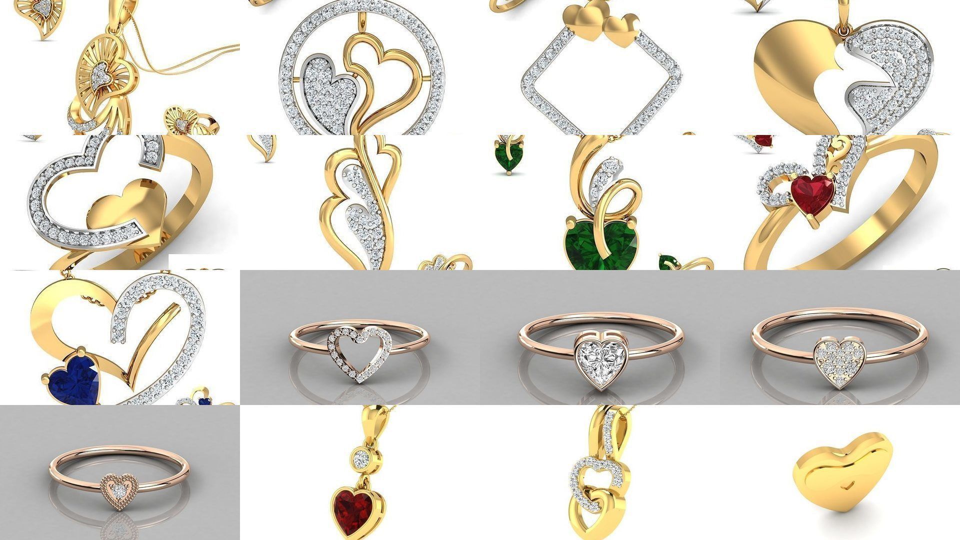 201 Love valentine ring earrings pendant 3dm render details 3D Model Collection_13