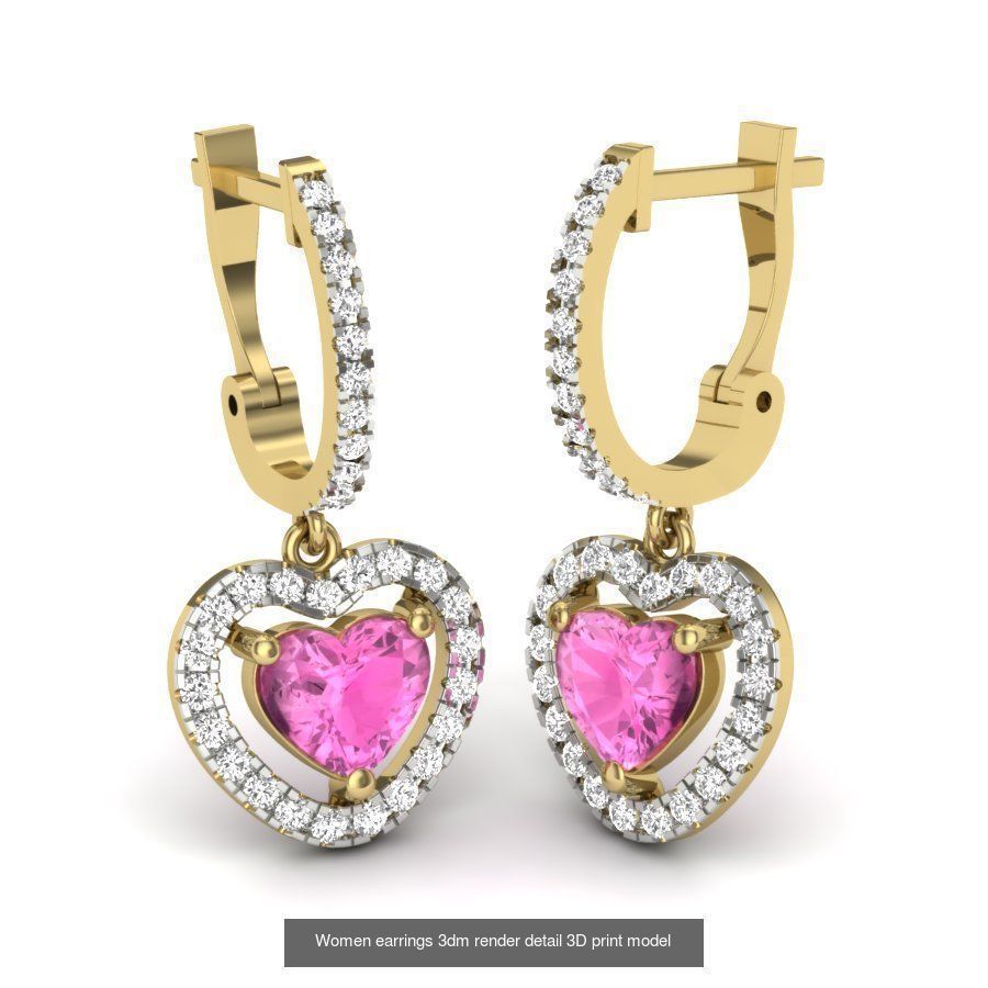 201 Love valentine ring earrings pendant 3dm render details 3D Model Collection_86