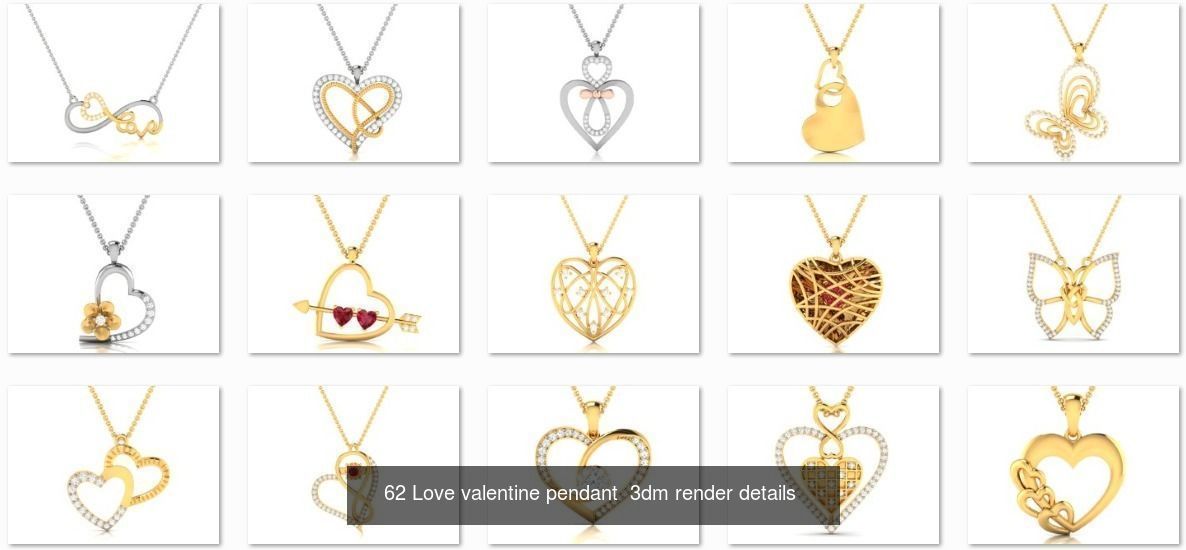 201 Love valentine ring earrings pendant 3dm render details 3D Model Collection_187