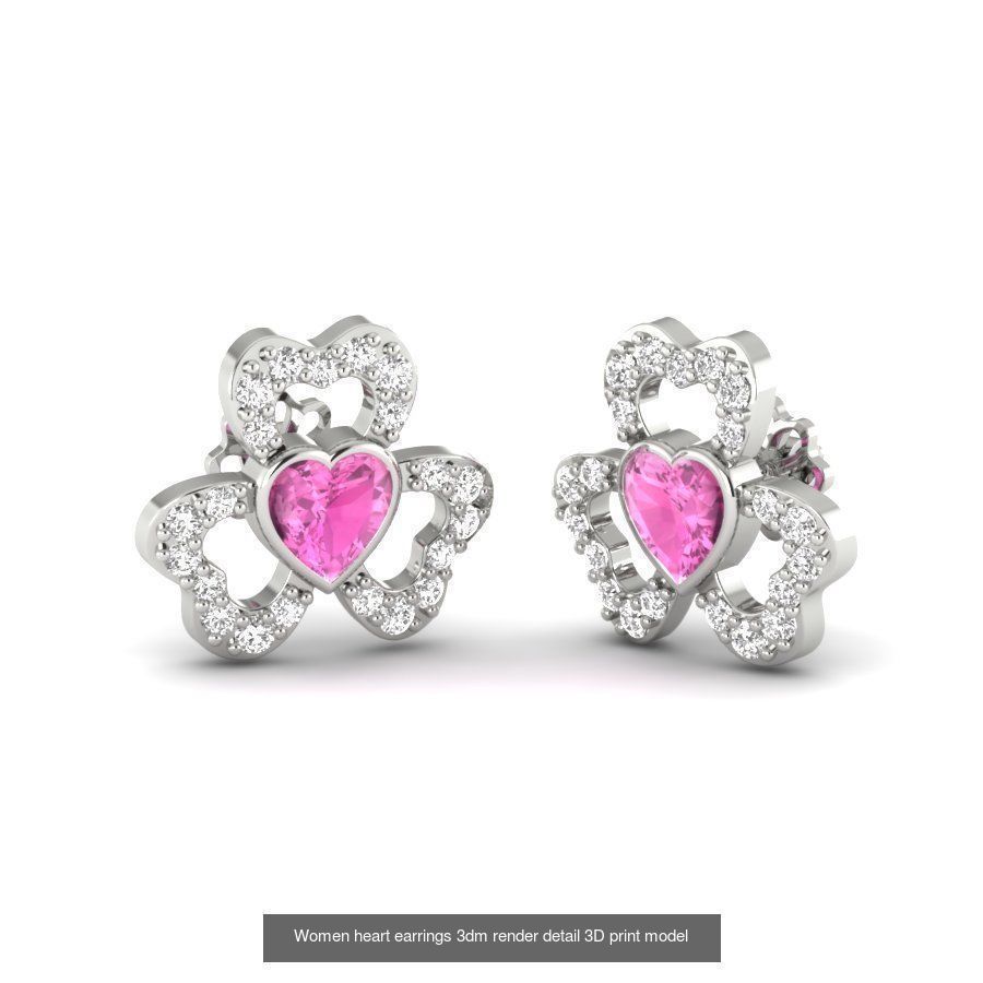 201 Love valentine ring earrings pendant 3dm render details 3D Model Collection_81