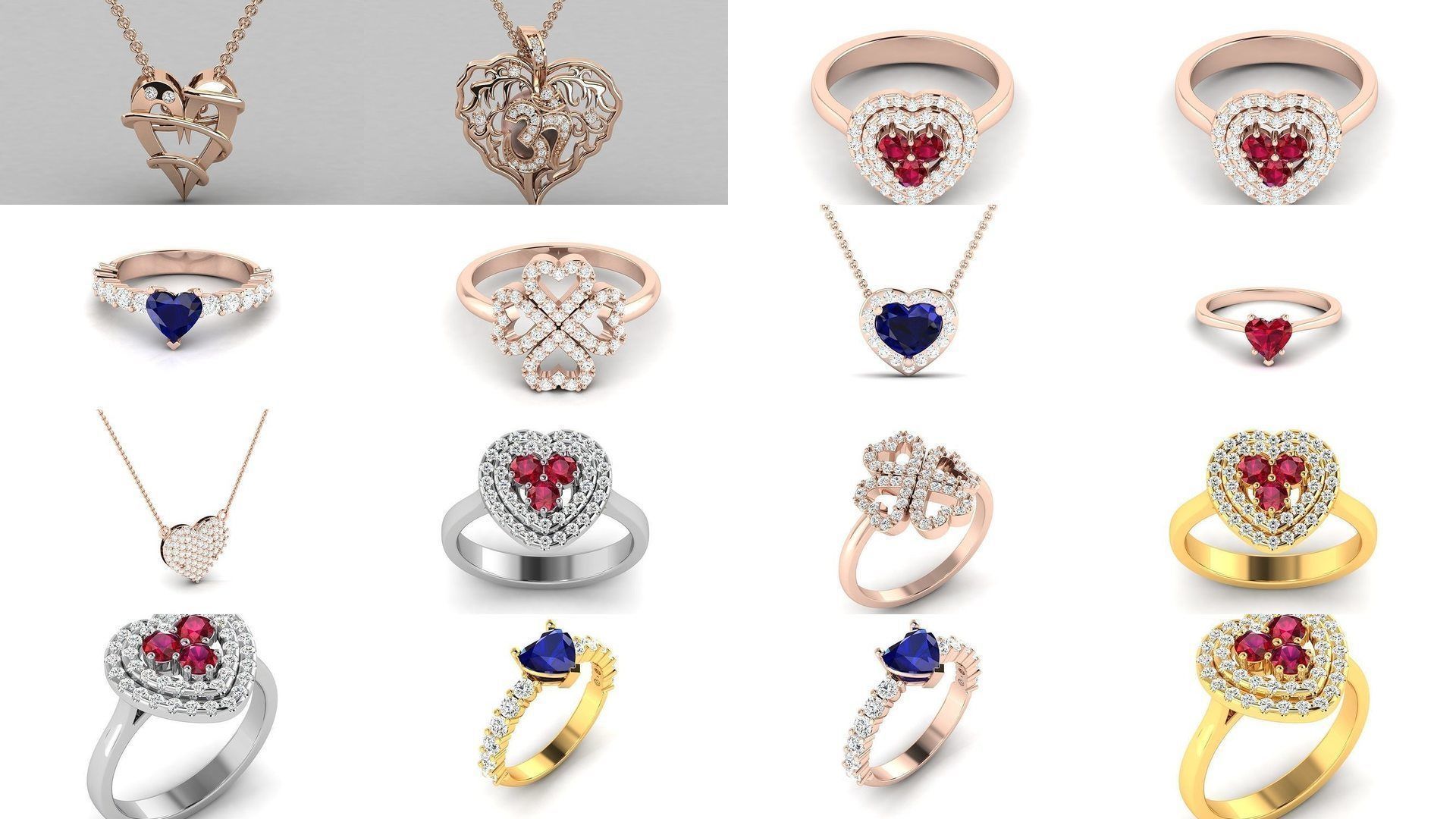 201 Love valentine ring earrings pendant 3dm render details 3D Model Collection_23