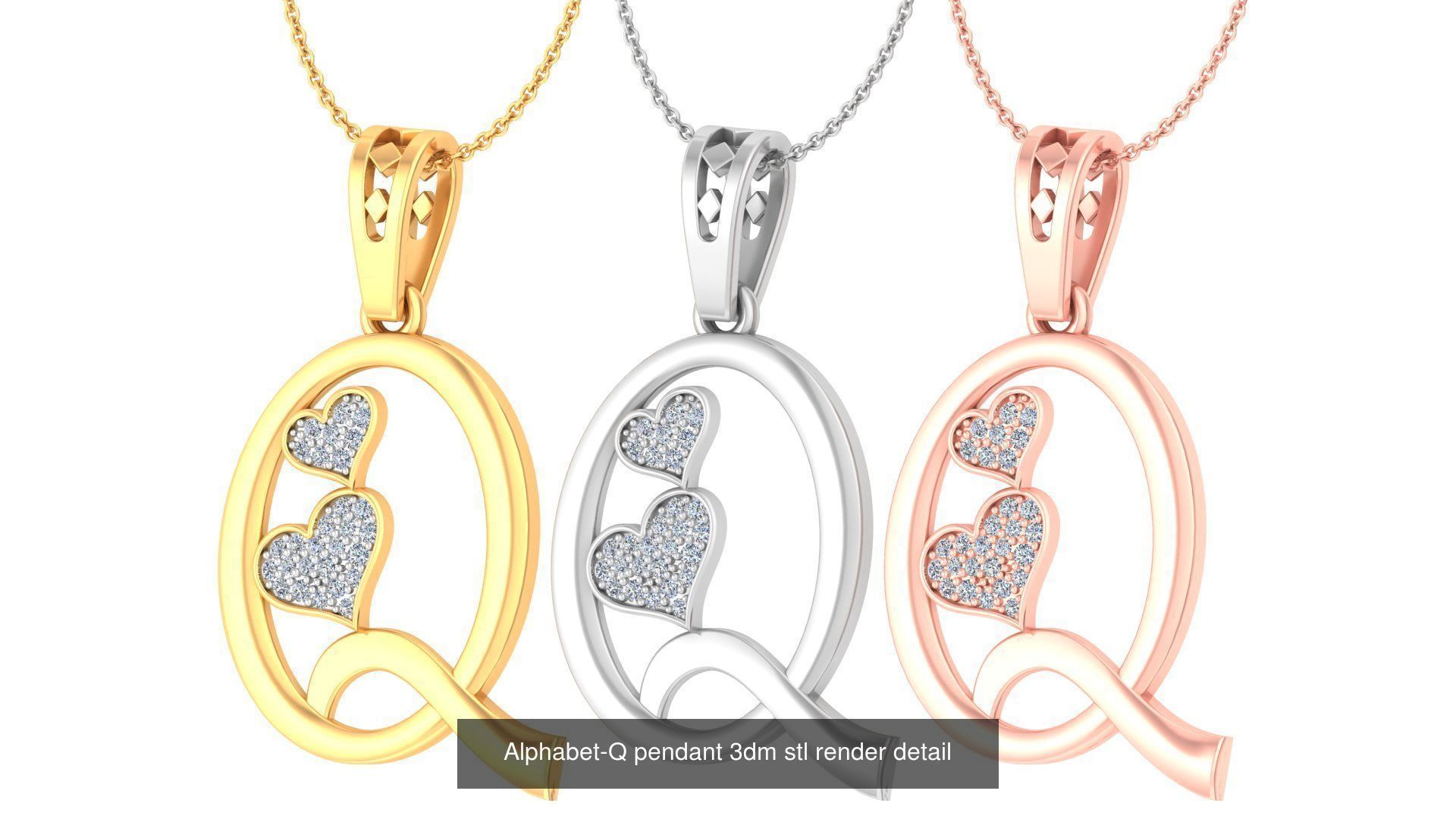 201 Love valentine ring earrings pendant 3dm render details 3D Model Collection_140