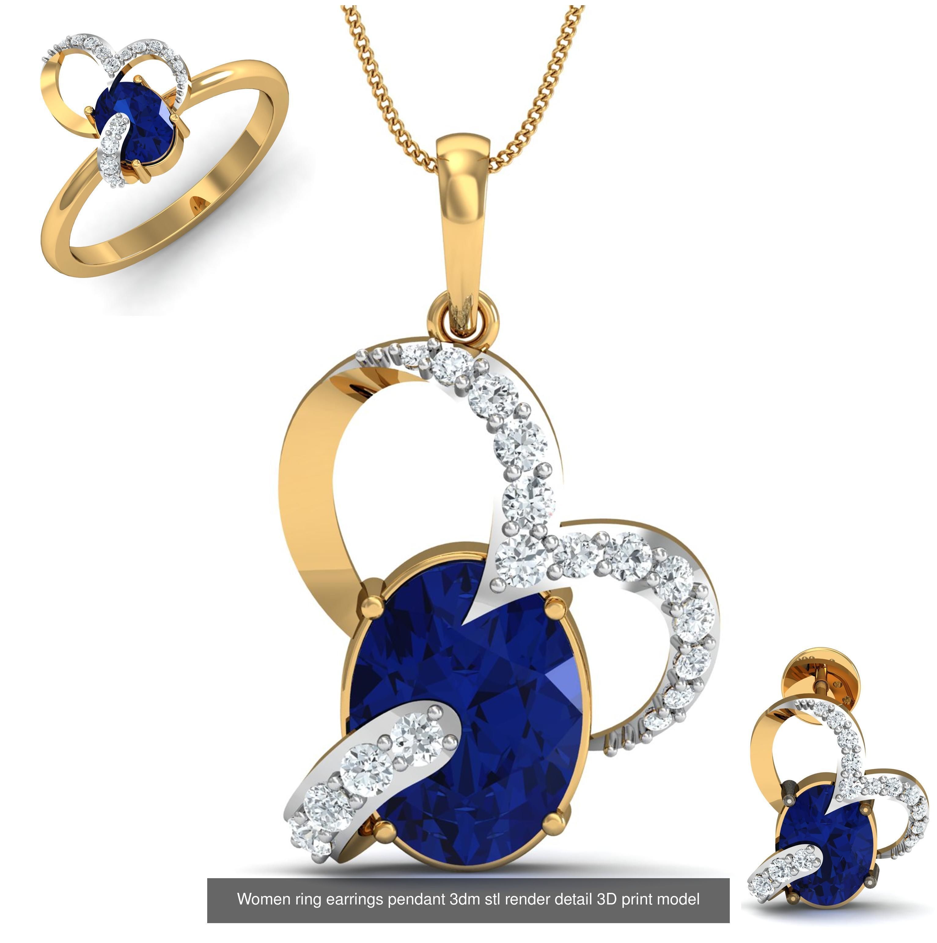 201 Love valentine ring earrings pendant 3dm render details 3D Model Collection_100