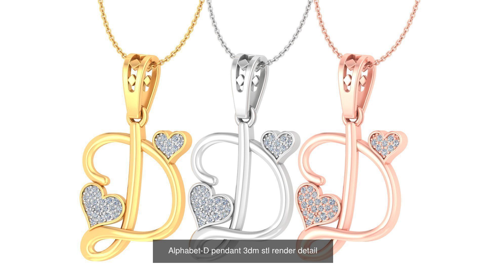 201 Love valentine ring earrings pendant 3dm render details 3D Model Collection_132
