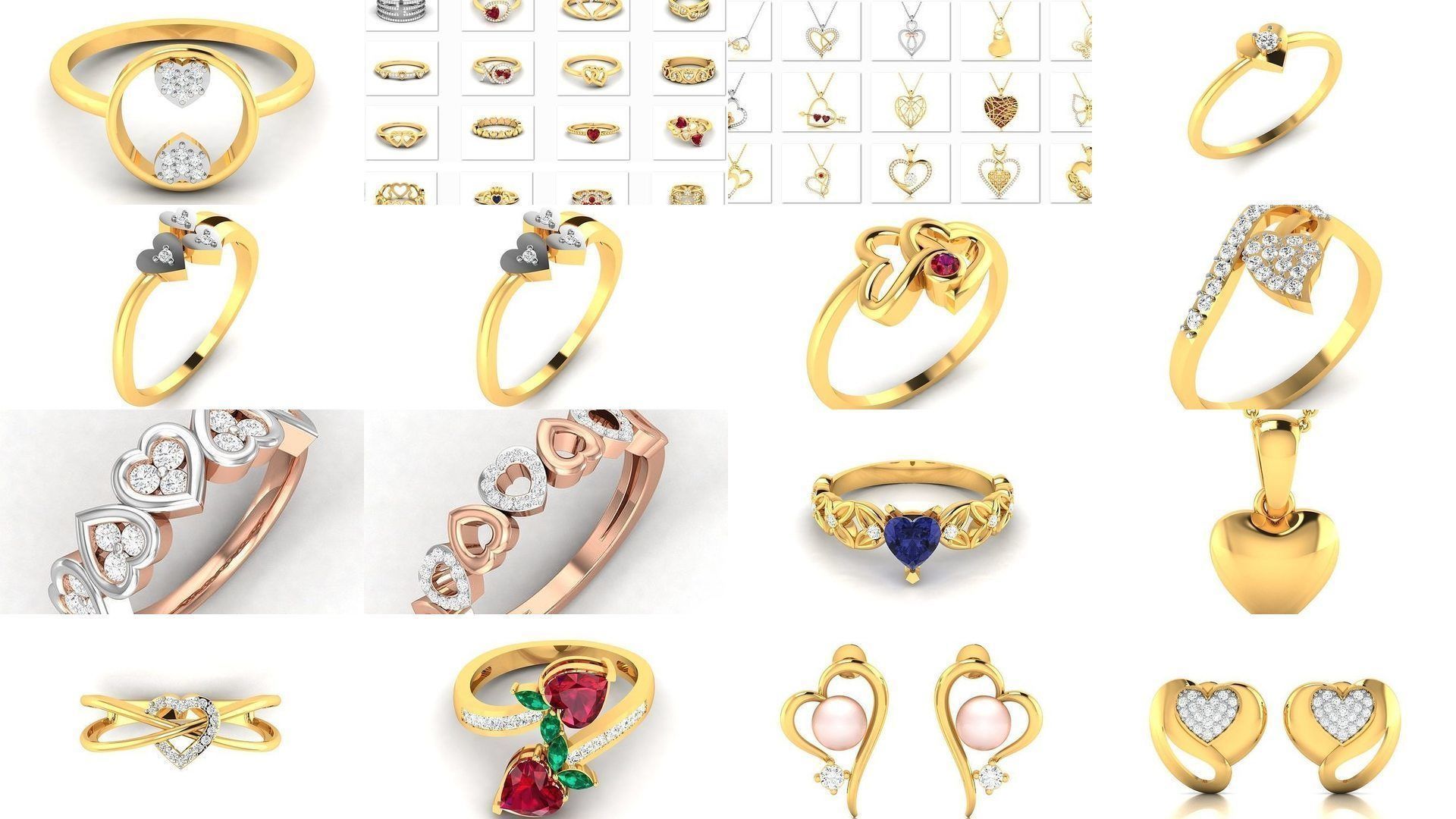 201 Love valentine ring earrings pendant 3dm render details 3D Model Collection_19