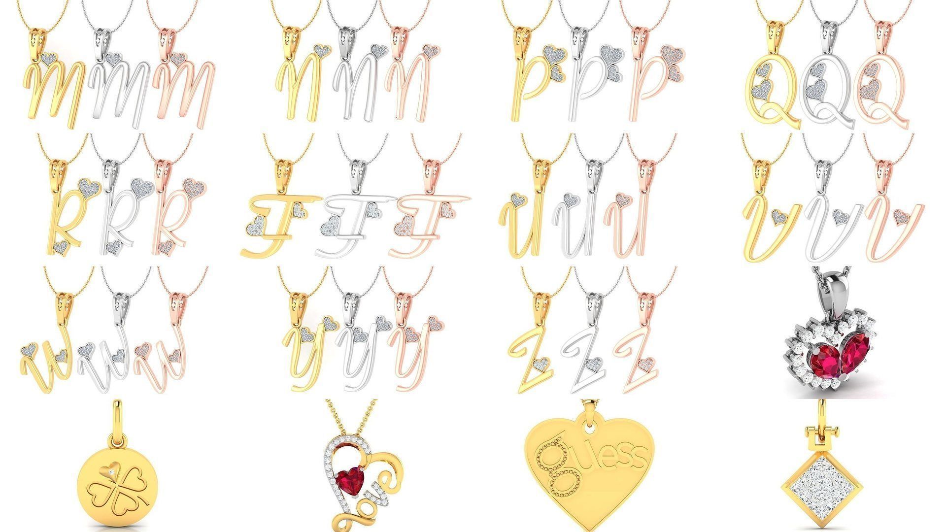 201 Love valentine ring earrings pendant 3dm render details 3D Model Collection_17