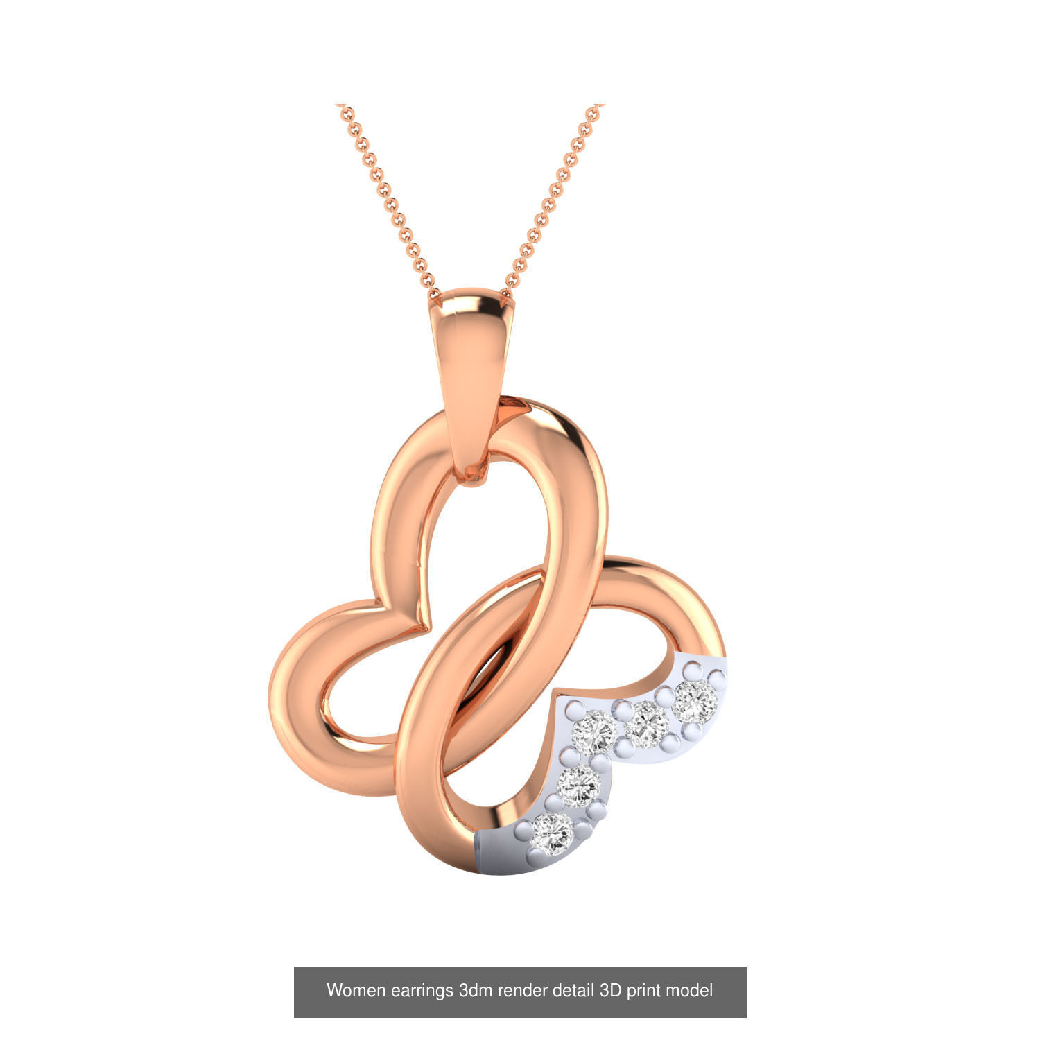 201 Love valentine ring earrings pendant 3dm render details 3D Model Collection_208