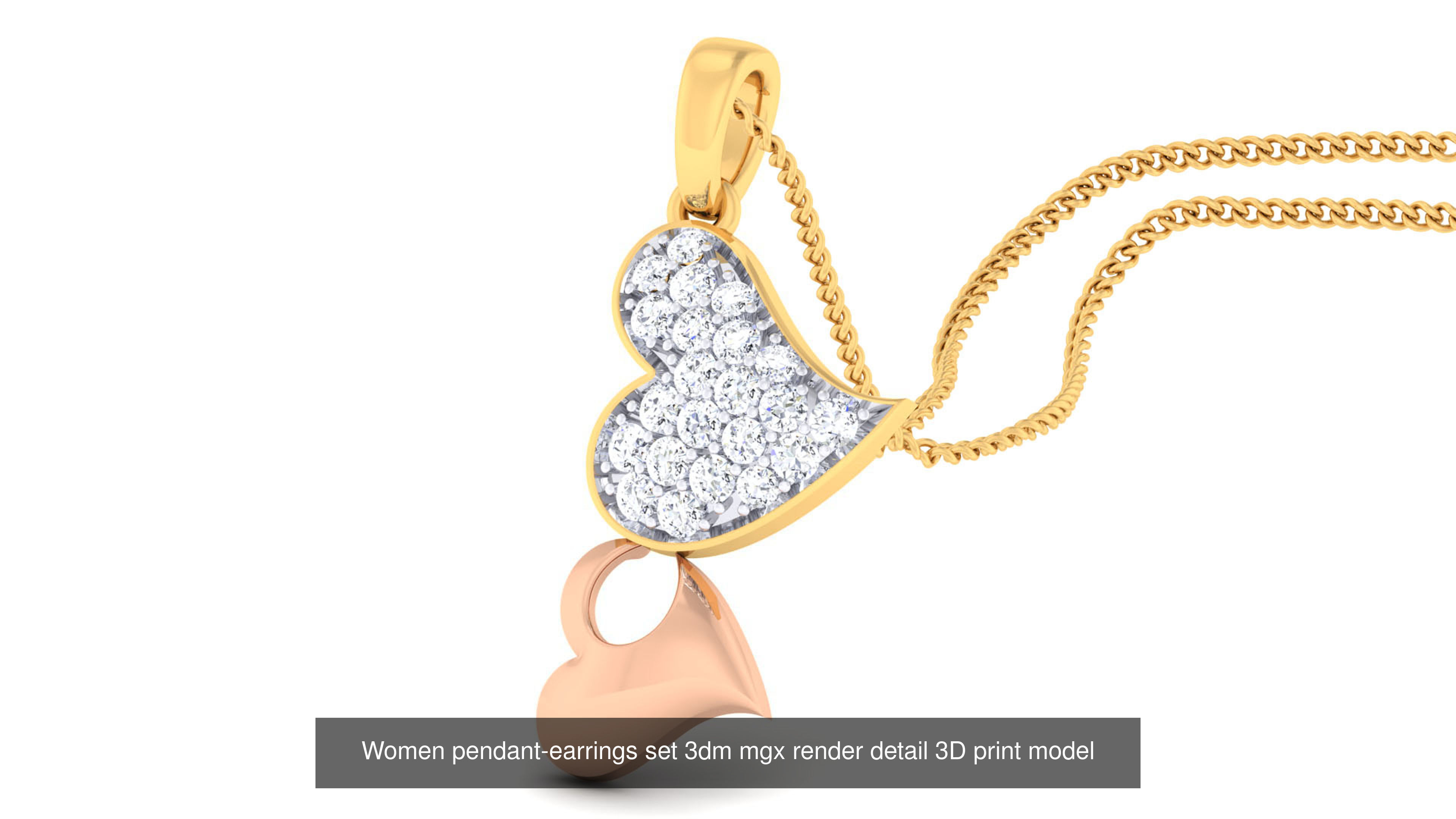 201 Love valentine ring earrings pendant 3dm render details 3D Model Collection_97