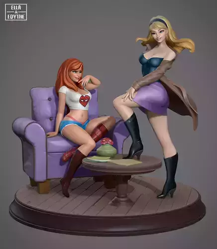 Spiderman Mary Jane and Gwen Stacy 3D print model