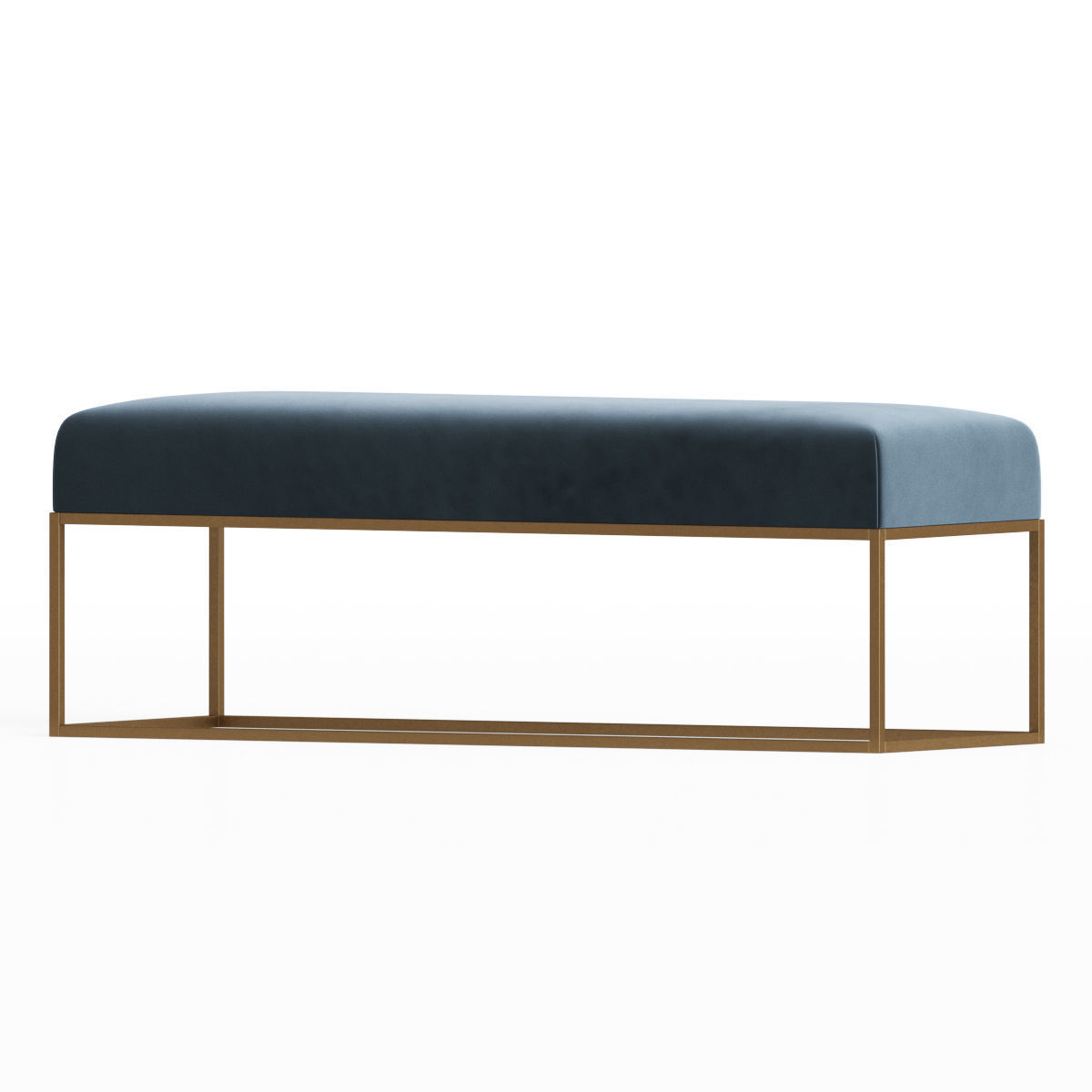 Westelm Box Frame Upholstered Bench and Ottoman 3D model_2