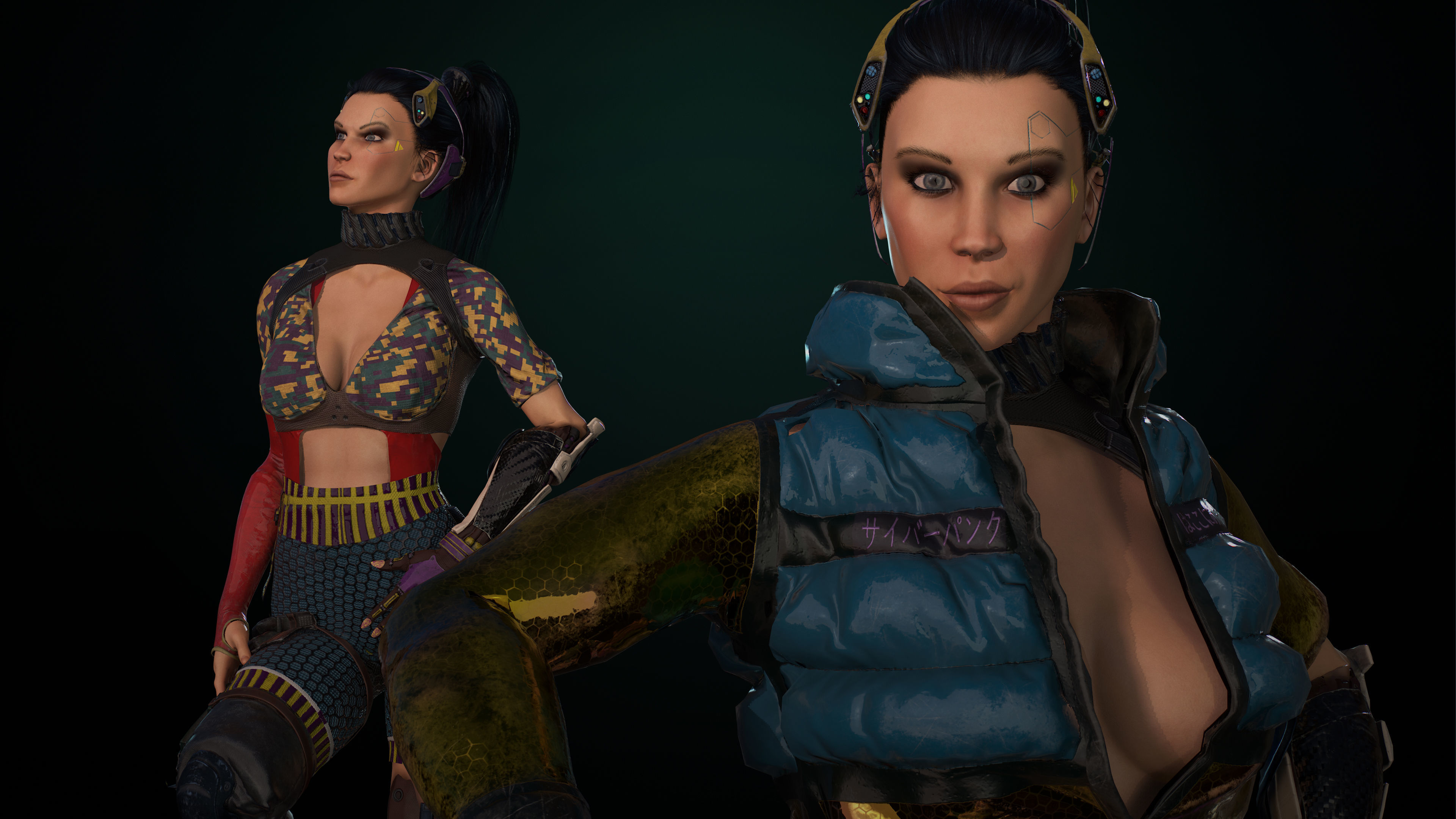 Cyberpunk Girl gameready Low-poly 3D model_8