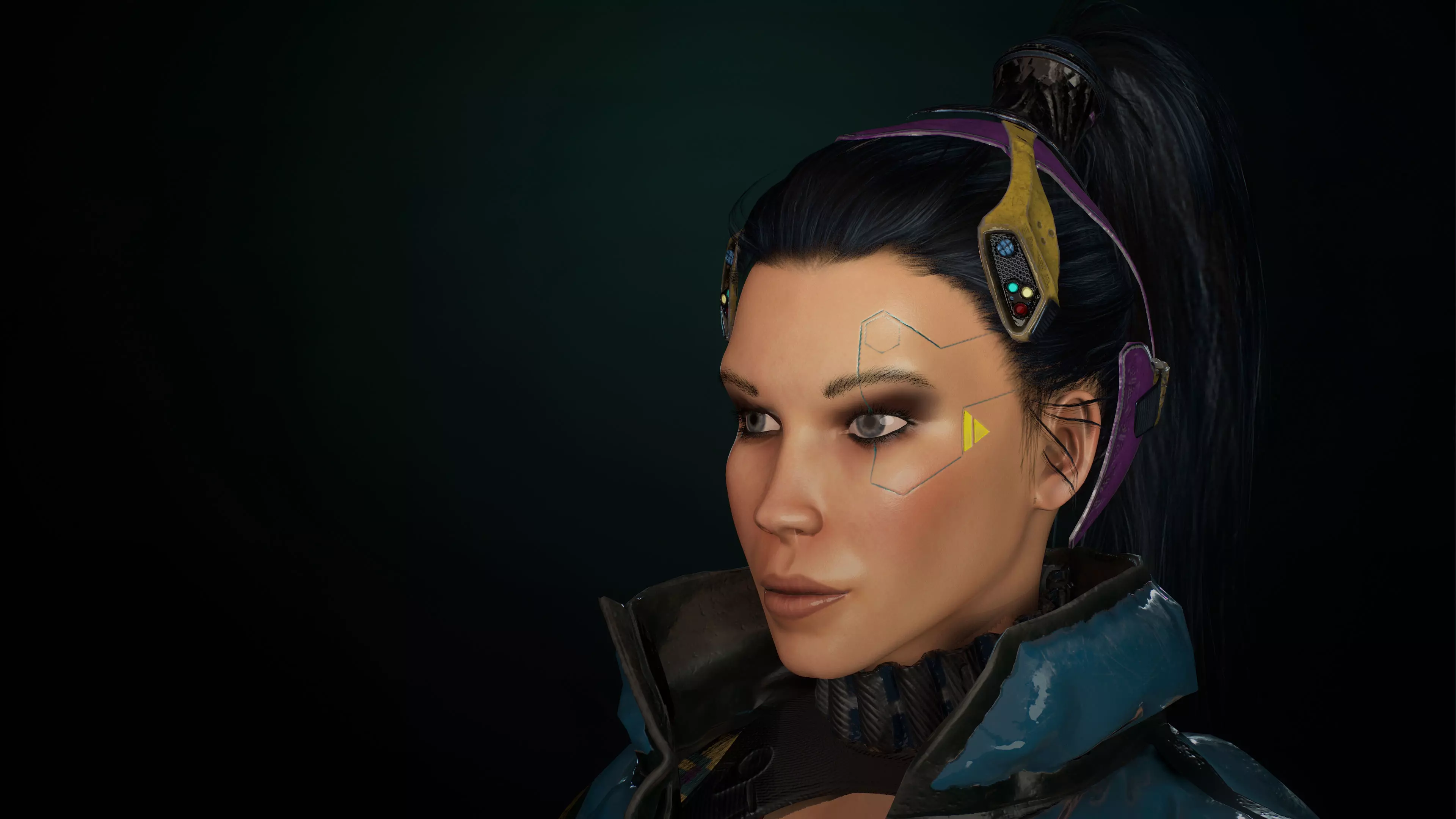 Cyberpunk Girl gameready Low-poly 3D model_0