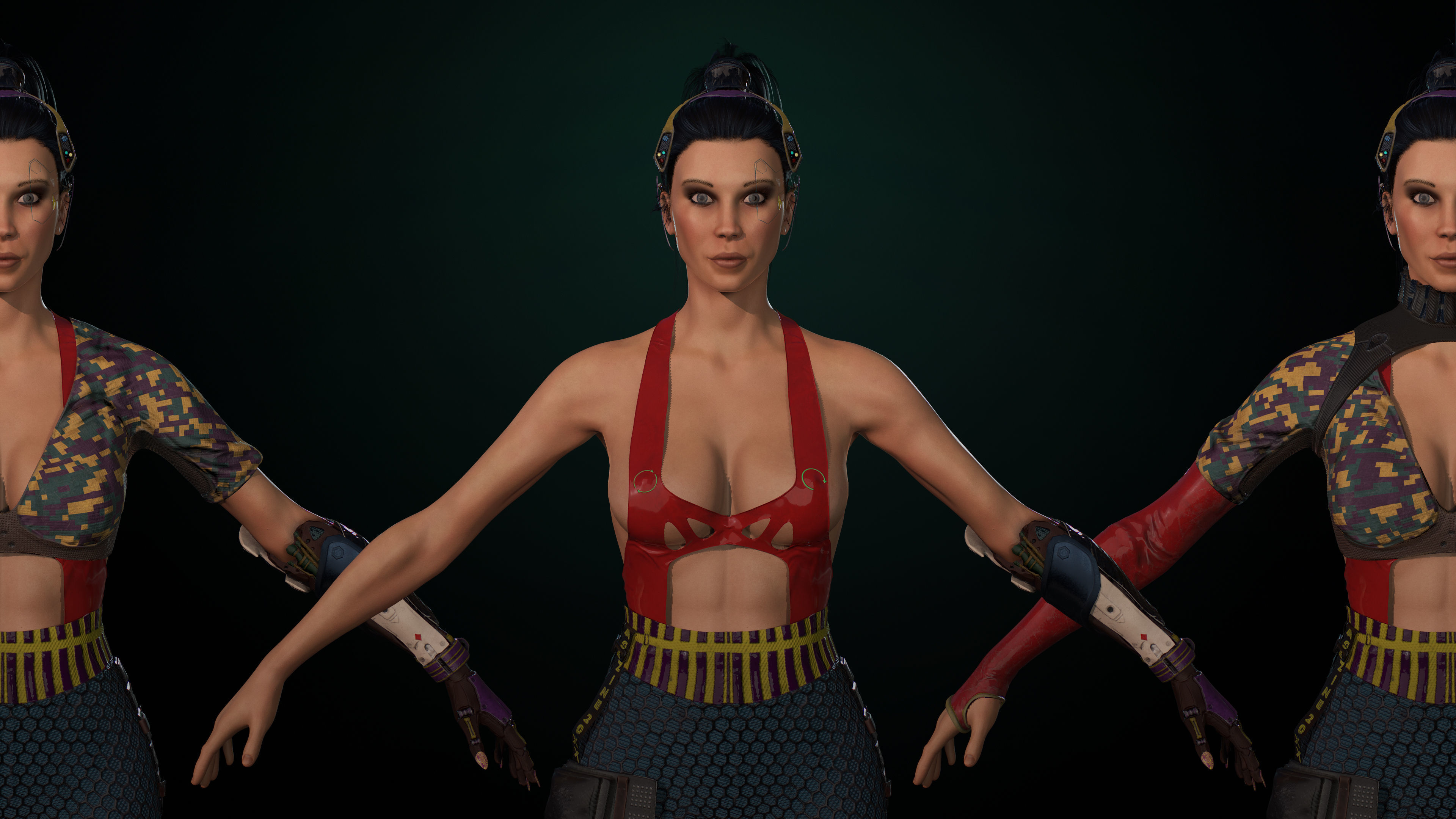 Cyberpunk Girl gameready Low-poly 3D model_5