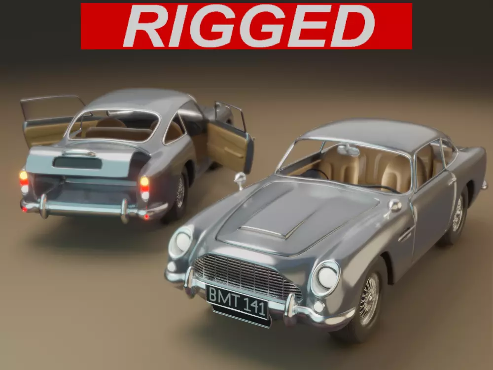 Aston Martin DB5 Car 3D model rigged 3D model_0