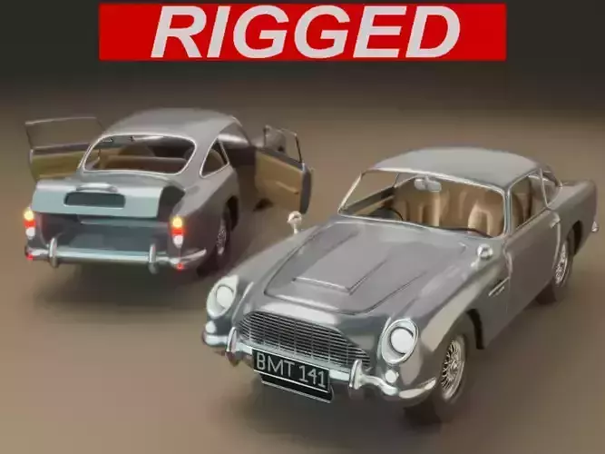 Aston Martin DB5 Car 3D model rigged 3D model