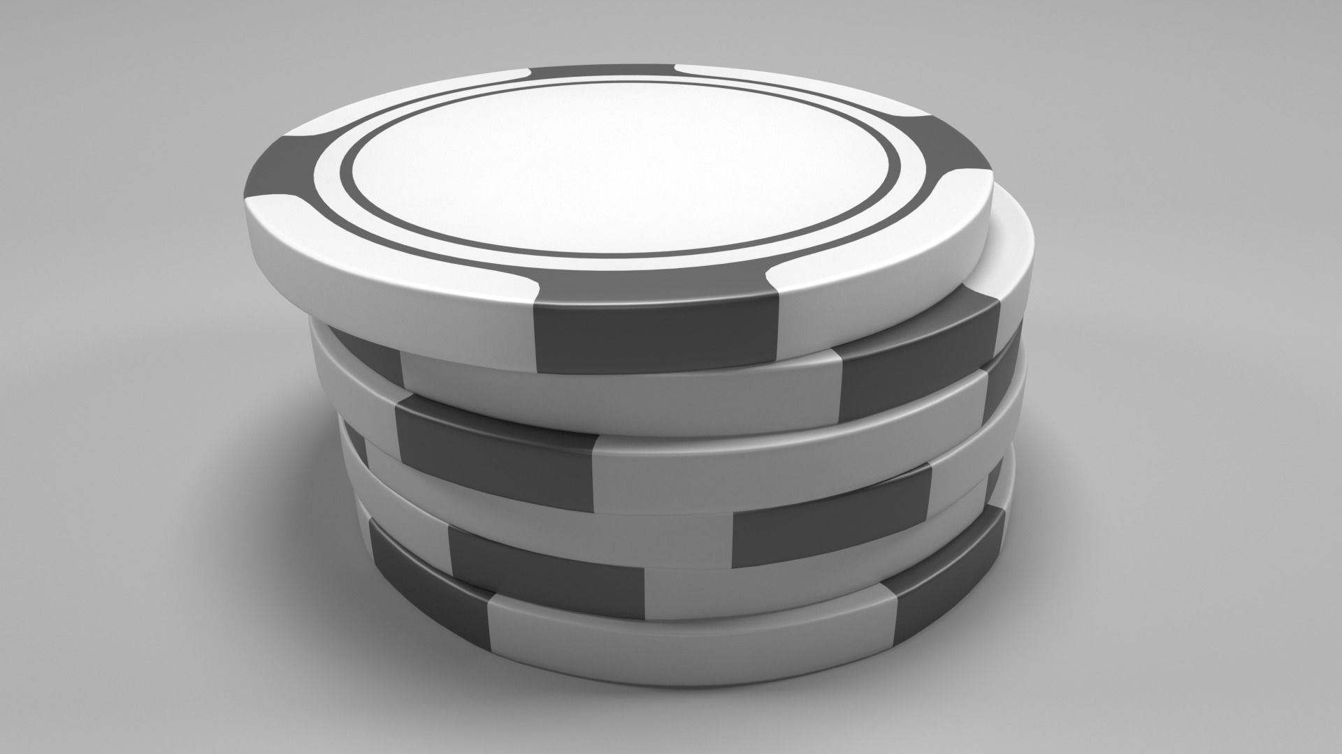 Poker Chips Black and White 3D model_2