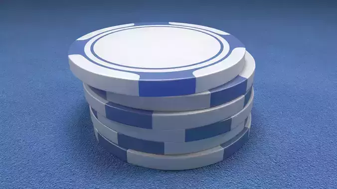 Poker Chips Blue and White 3D model