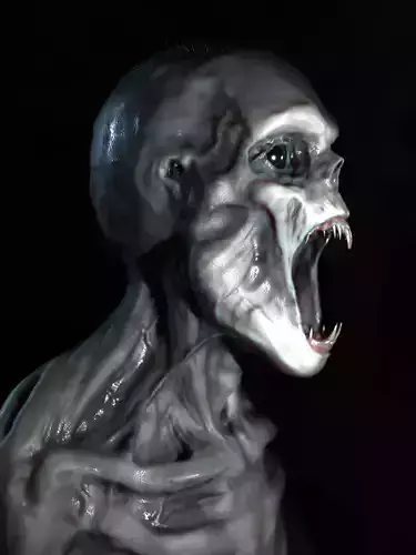 zombie head creature sculpt