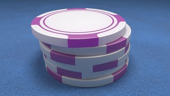 Poker Chips Purple and White 3D model