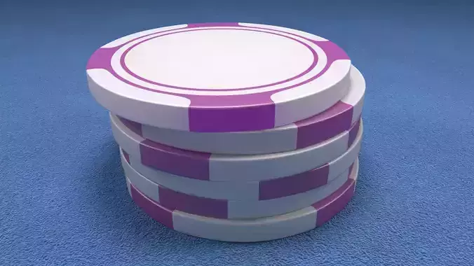 Poker Chips Purple and White 3D model