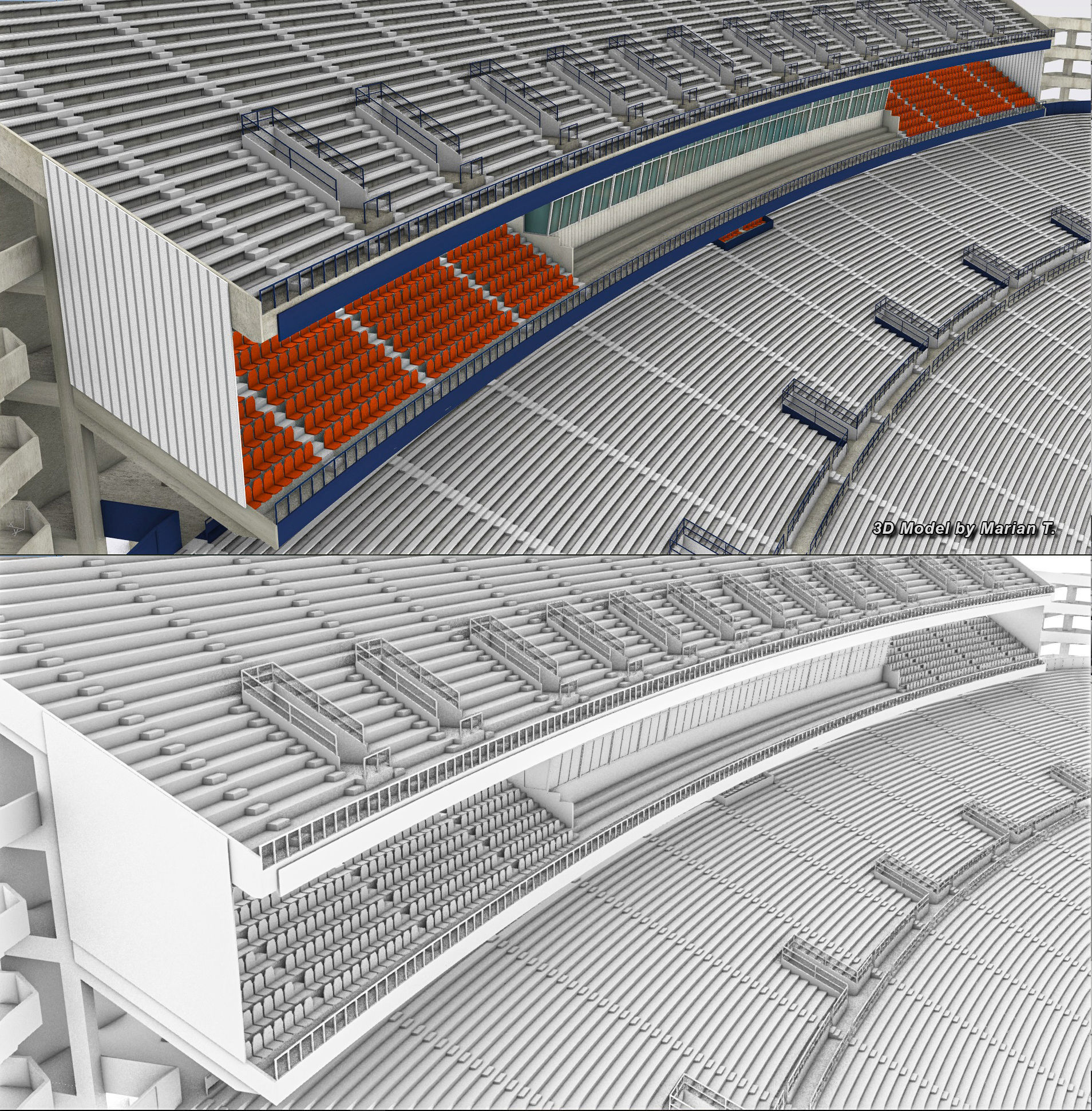 Jordan-Hare Stadium Low-poly 3D model_36