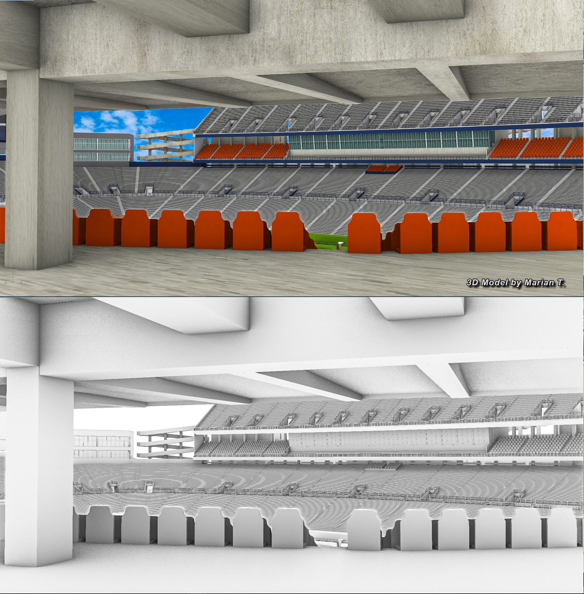 Jordan-Hare Stadium Low-poly 3D model_37