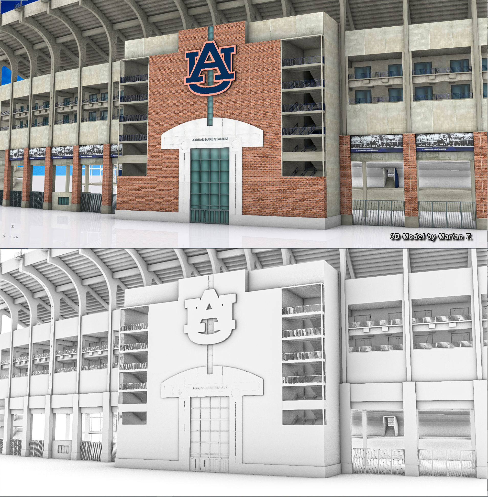 Jordan-Hare Stadium Low-poly 3D model_30
