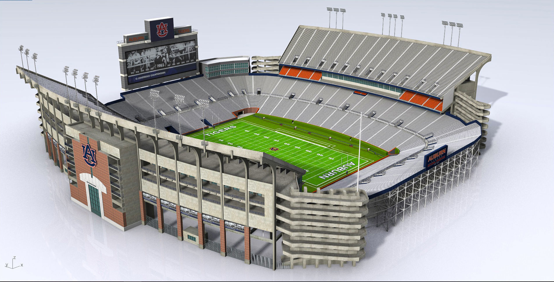 Jordan-Hare Stadium Low-poly 3D model_6