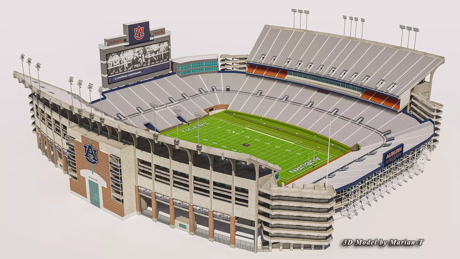 Jordan-Hare Stadium Low-poly 3D model_0