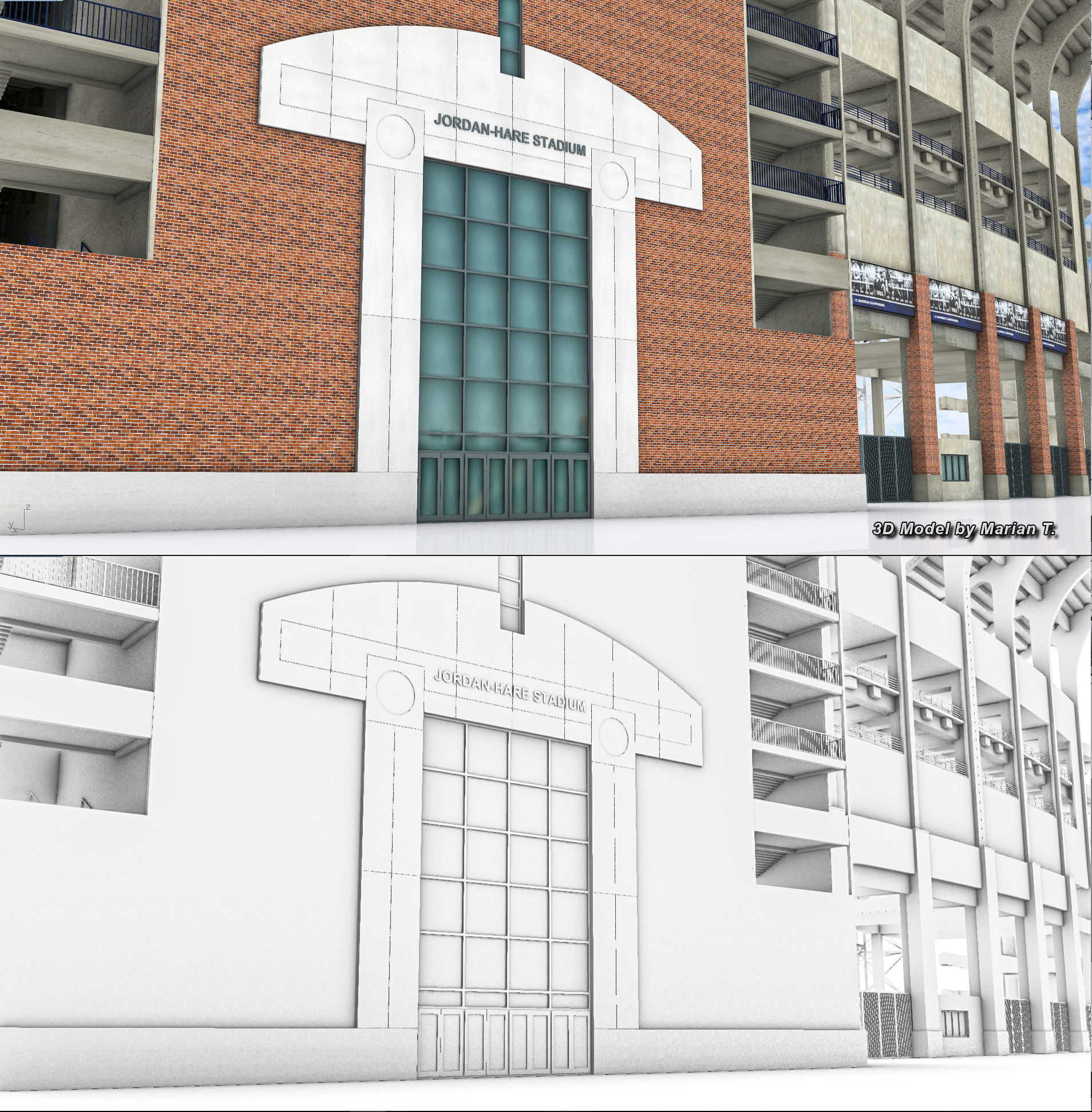 Jordan-Hare Stadium Low-poly 3D model_31