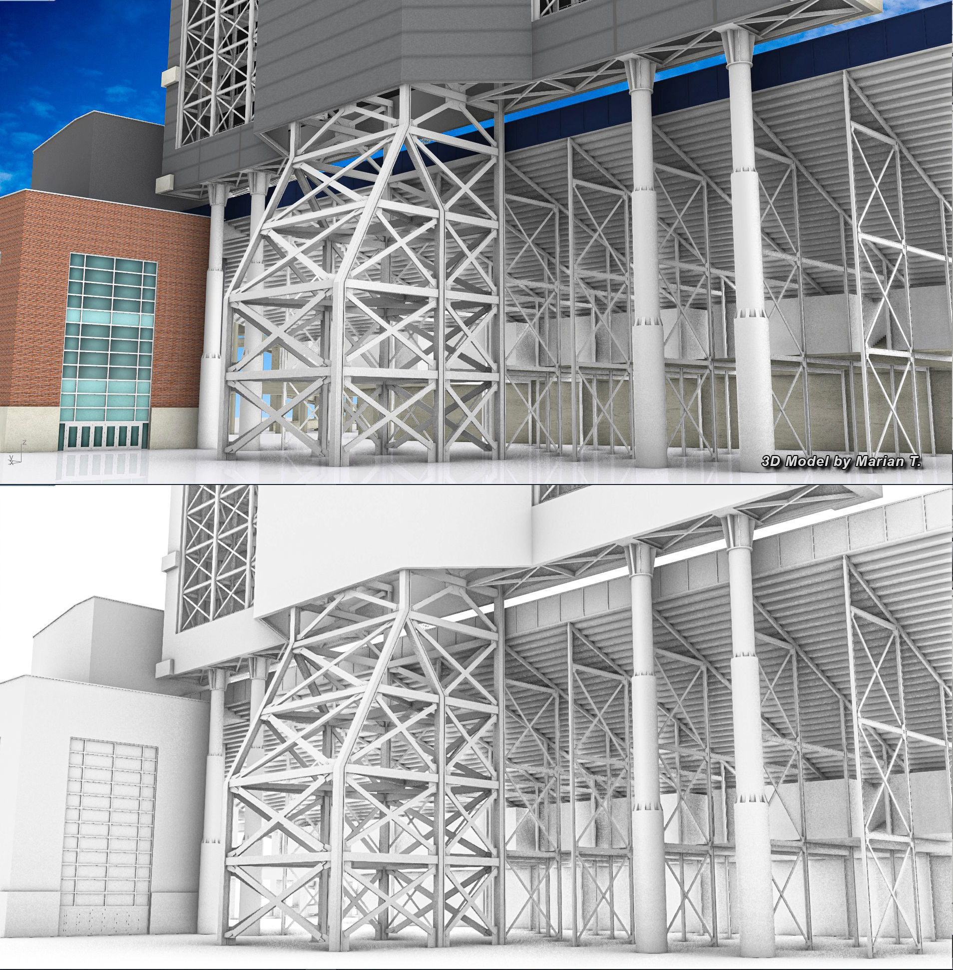 Jordan-Hare Stadium Low-poly 3D model_21