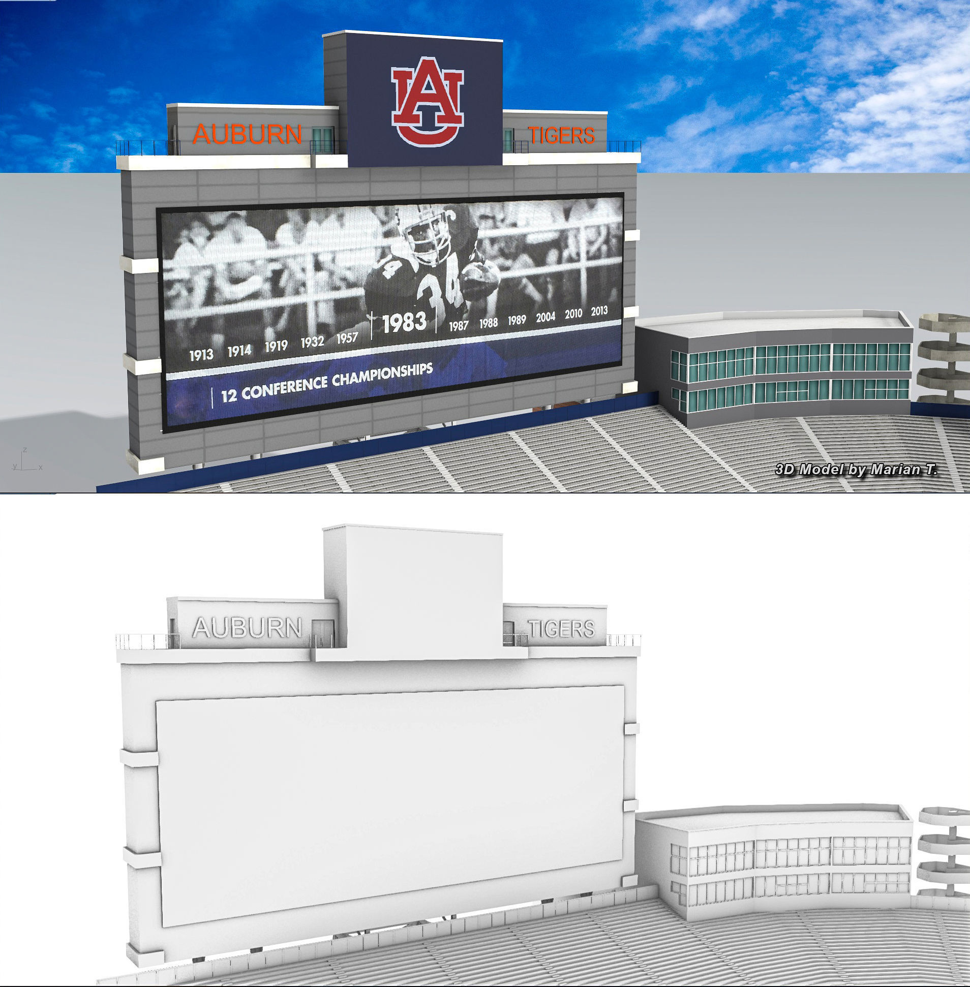 Jordan-Hare Stadium Low-poly 3D model_18
