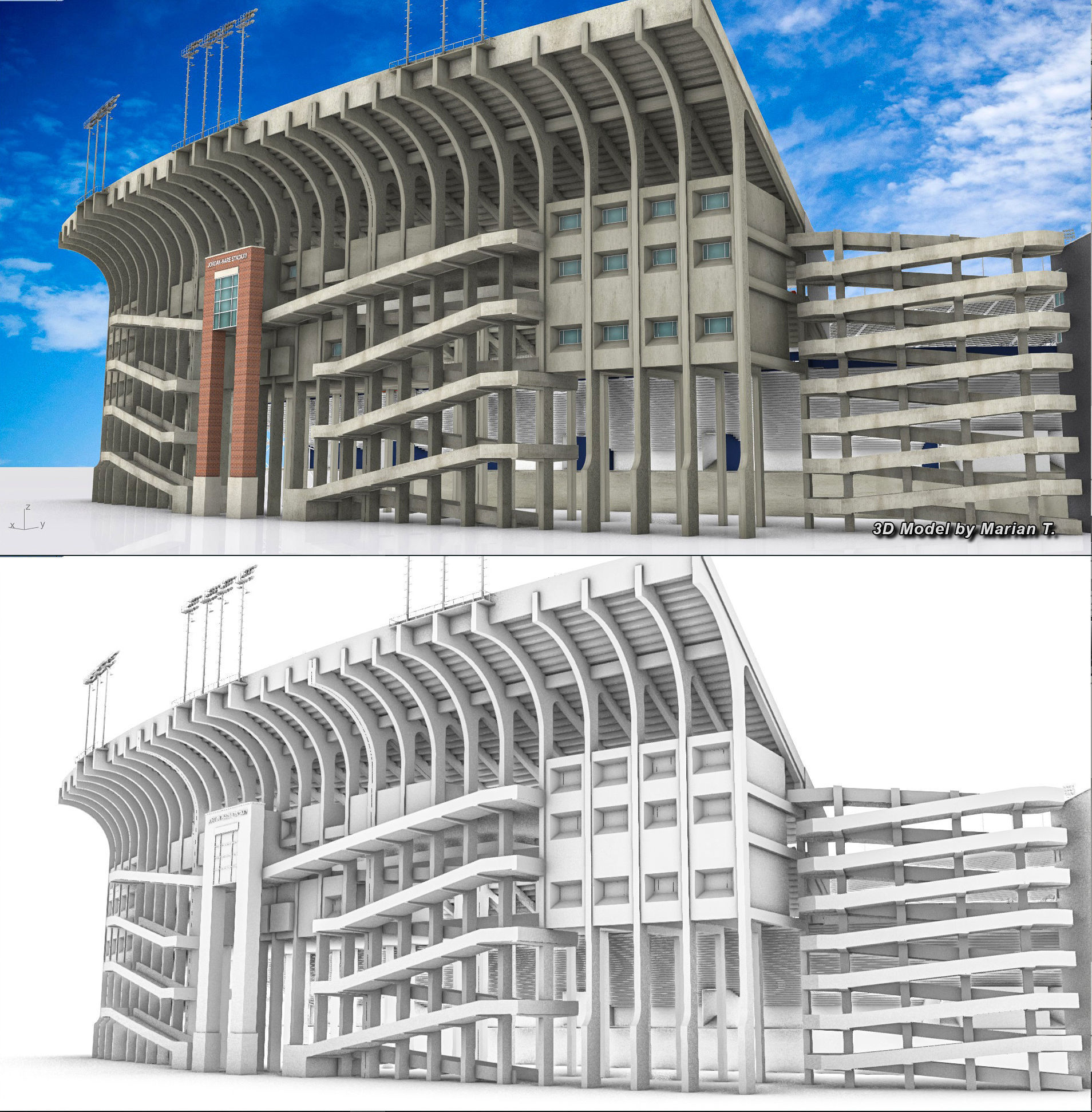 Jordan-Hare Stadium Low-poly 3D model_23
