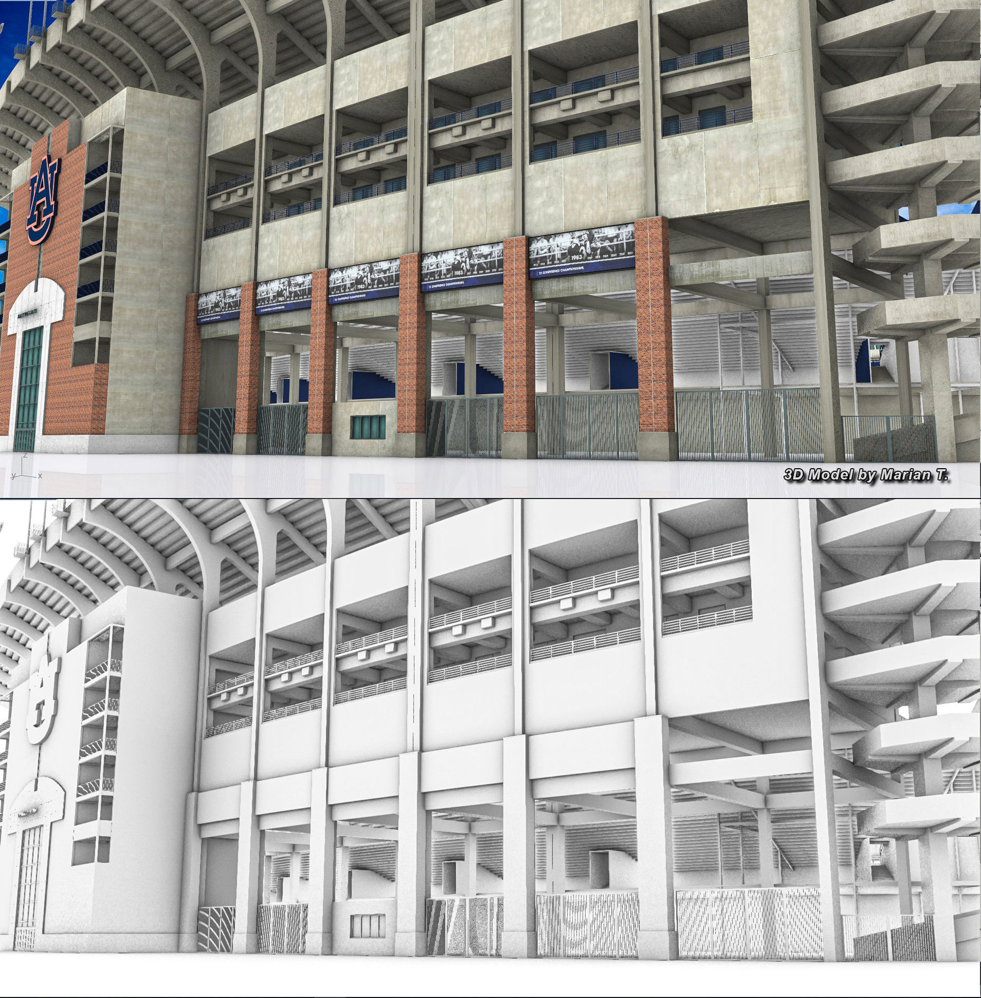 Jordan-Hare Stadium Low-poly 3D model_29