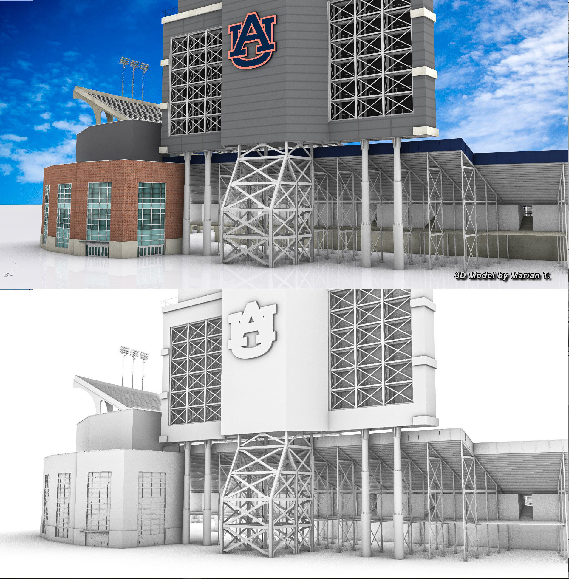 Jordan-Hare Stadium Low-poly 3D model_20
